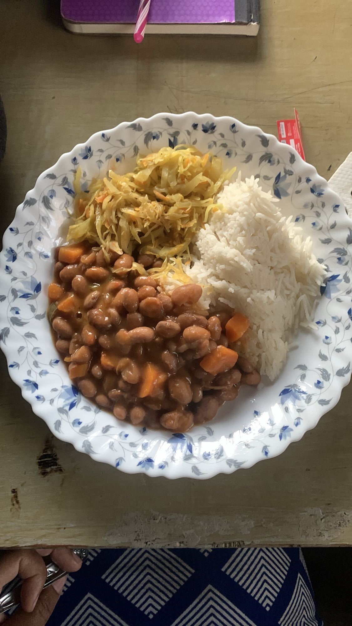 Rice, beans, cabbage