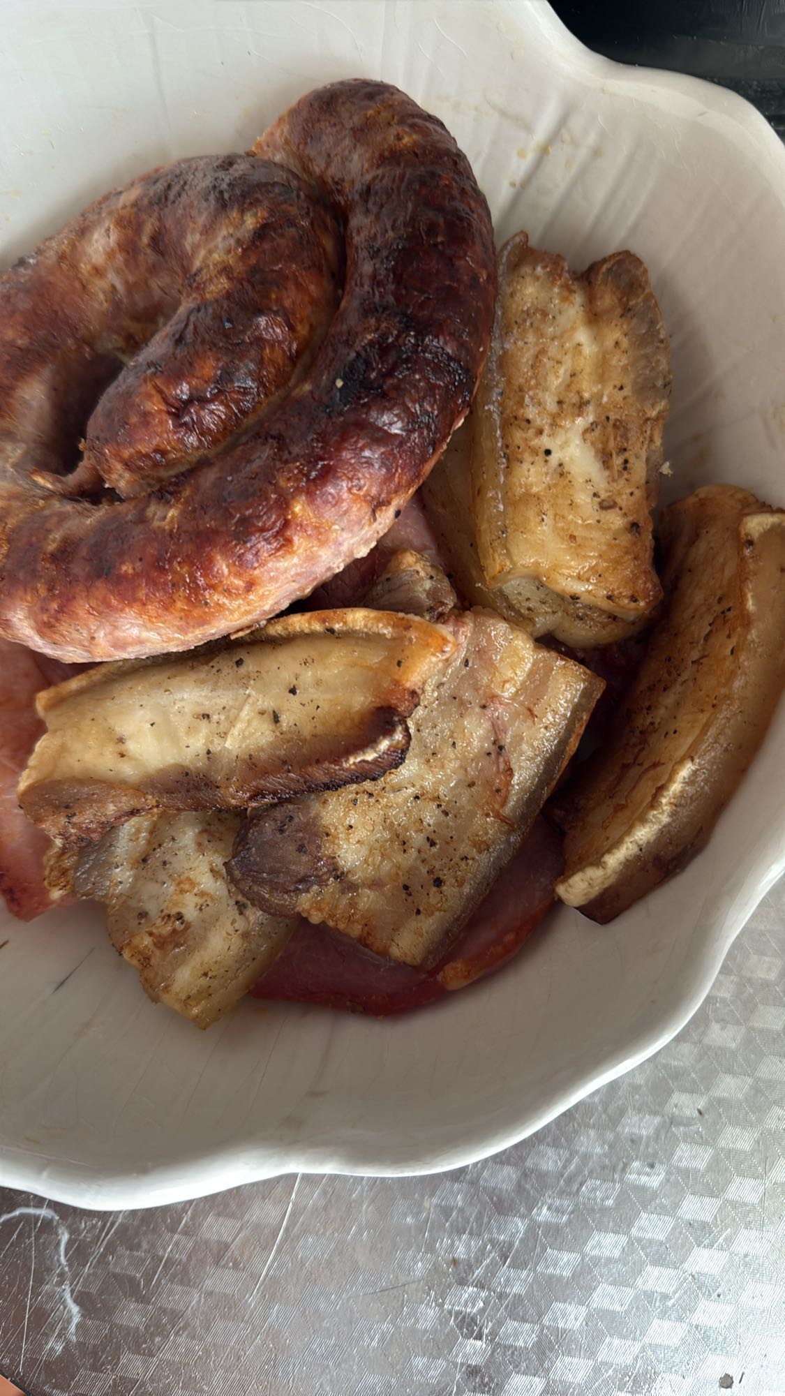 Grilled sausage & pork belly