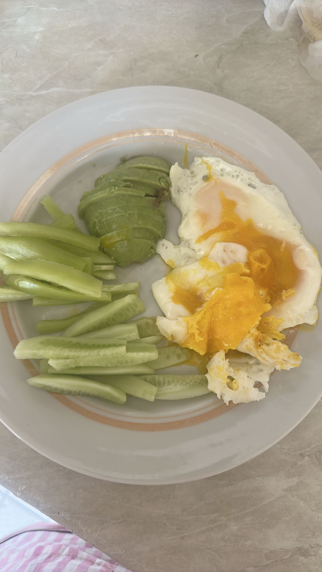Egg, avocado, cucumber plate