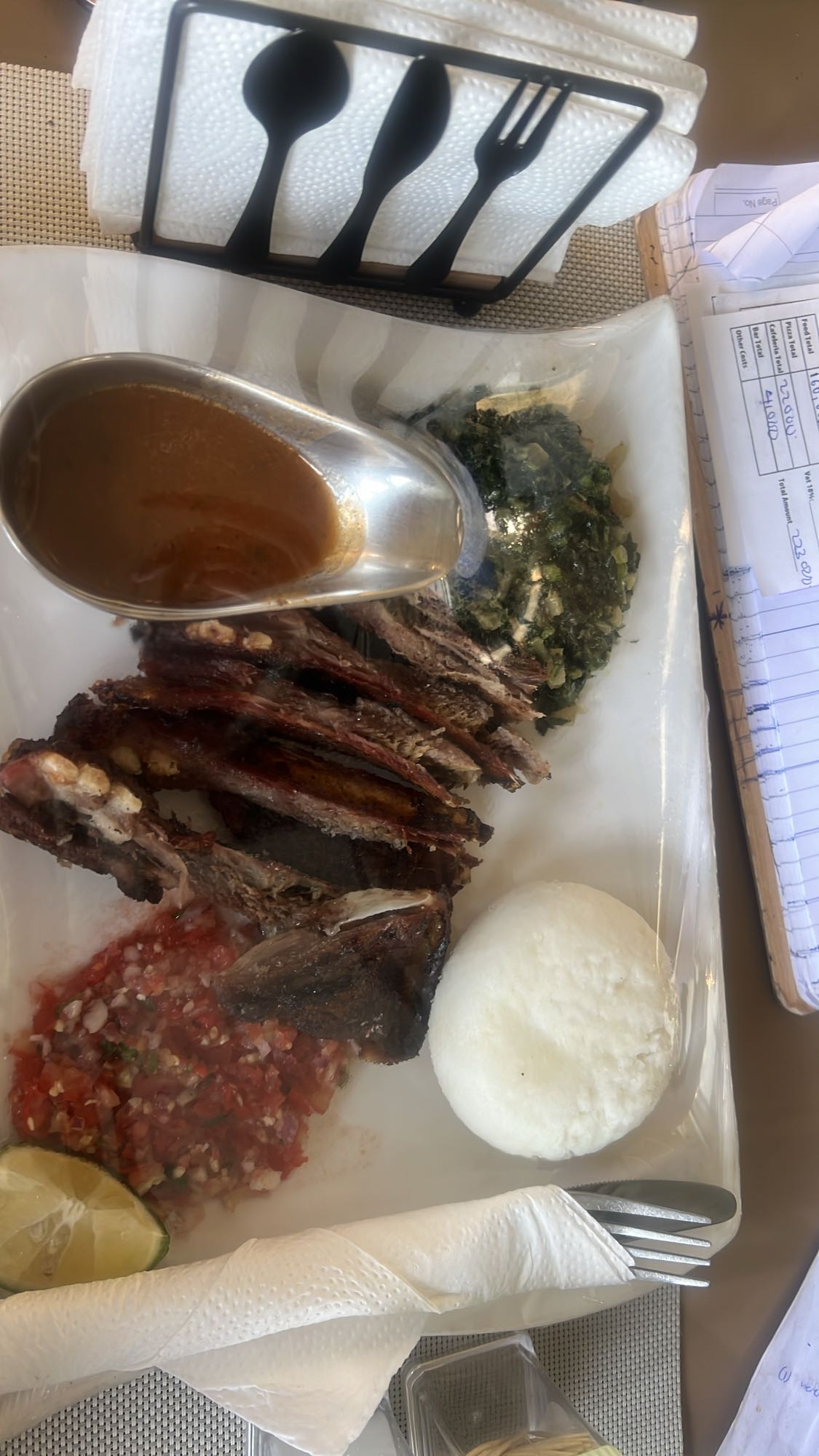 Grilled meat with ugali