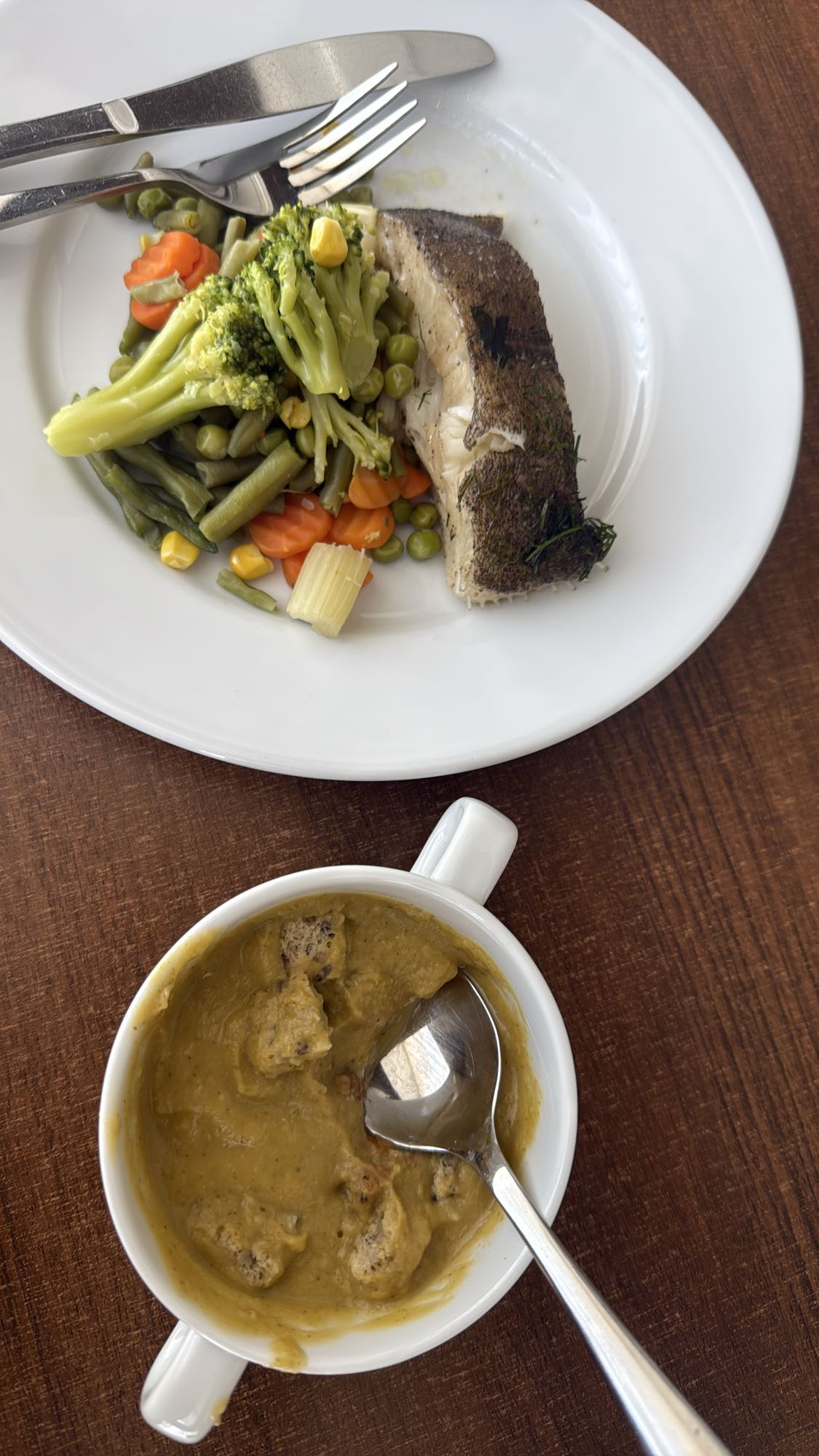 Pește cu legume și supă