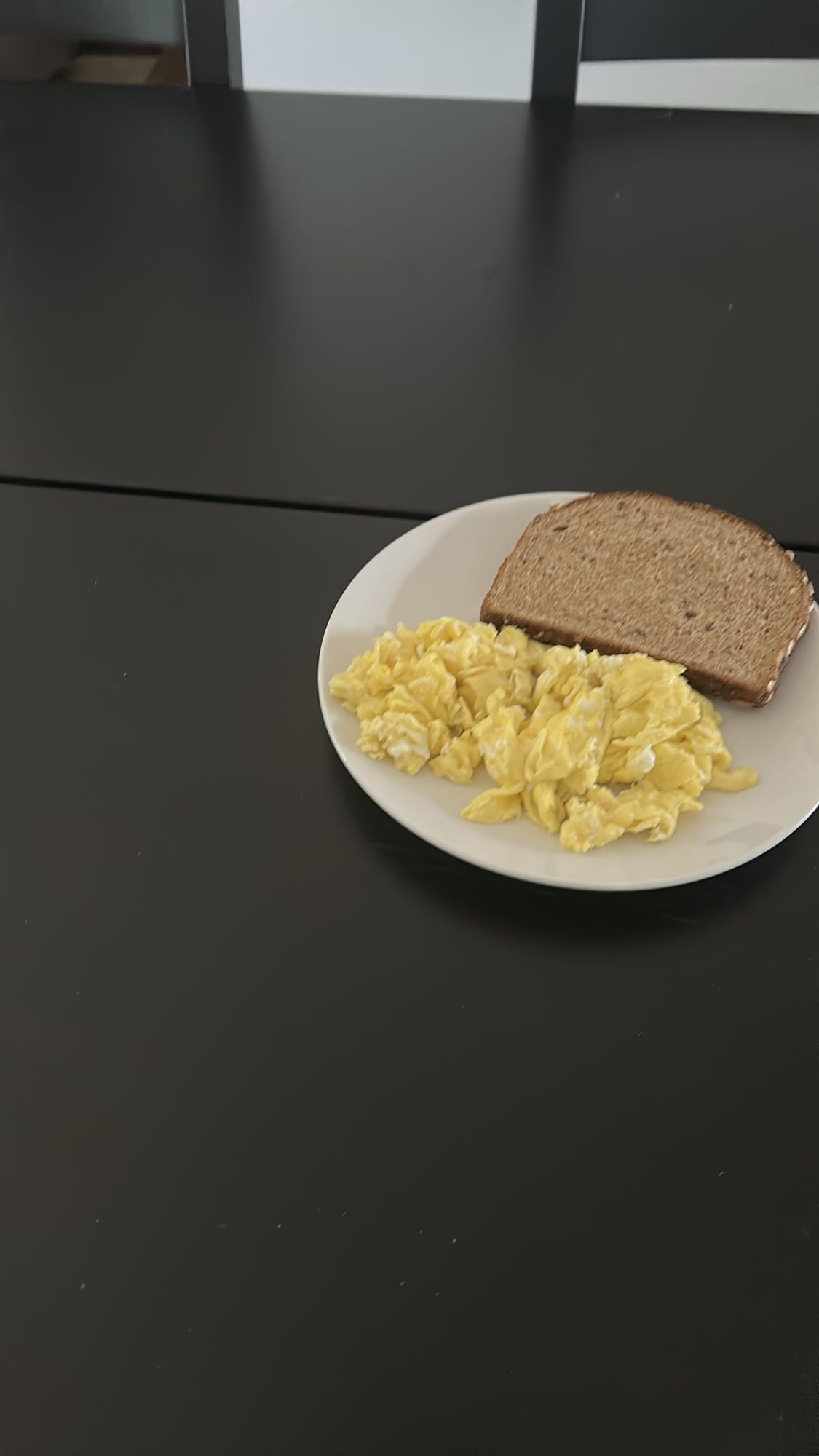 Scrambled eggs and toast