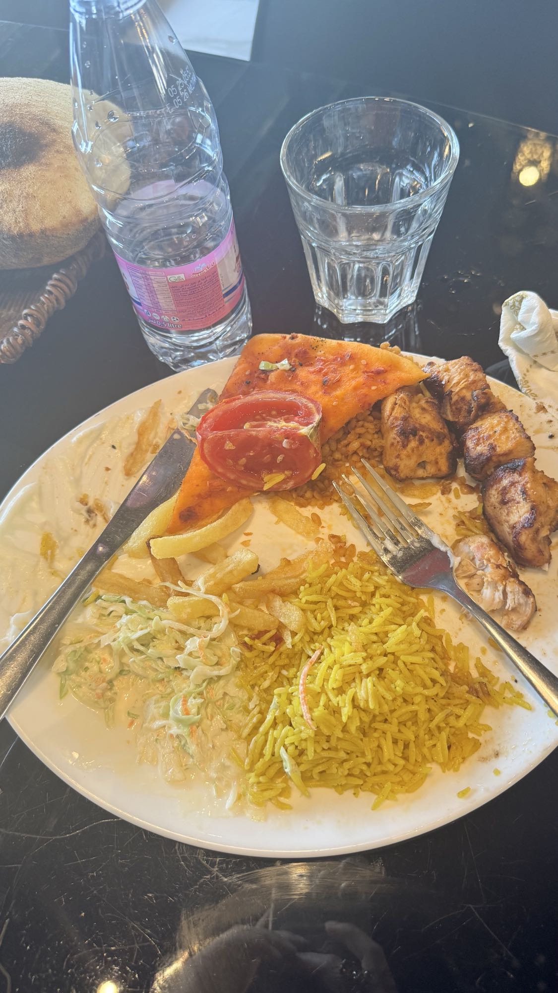 рис с курицей и лепешкой