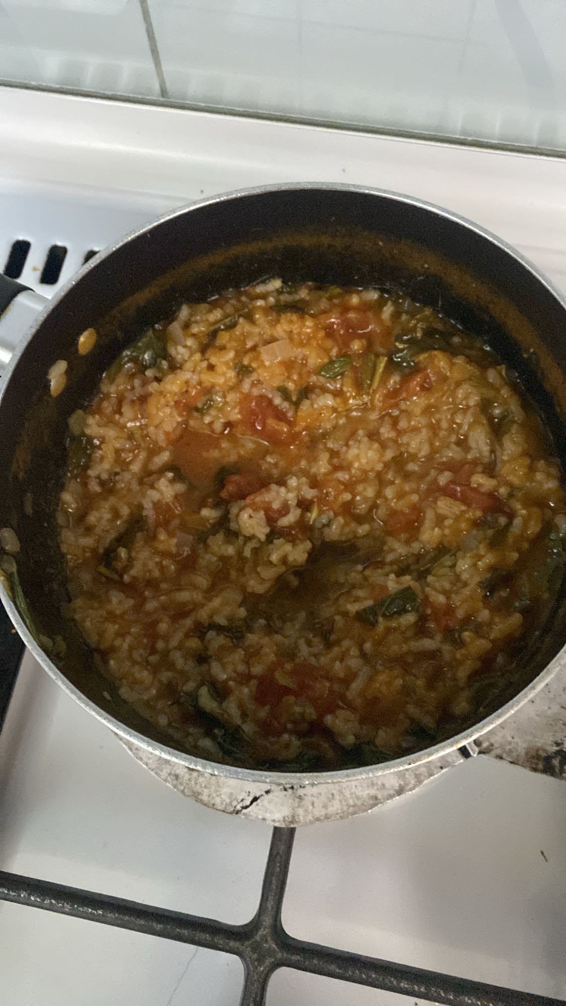 Tomato Spinach Rice Stew