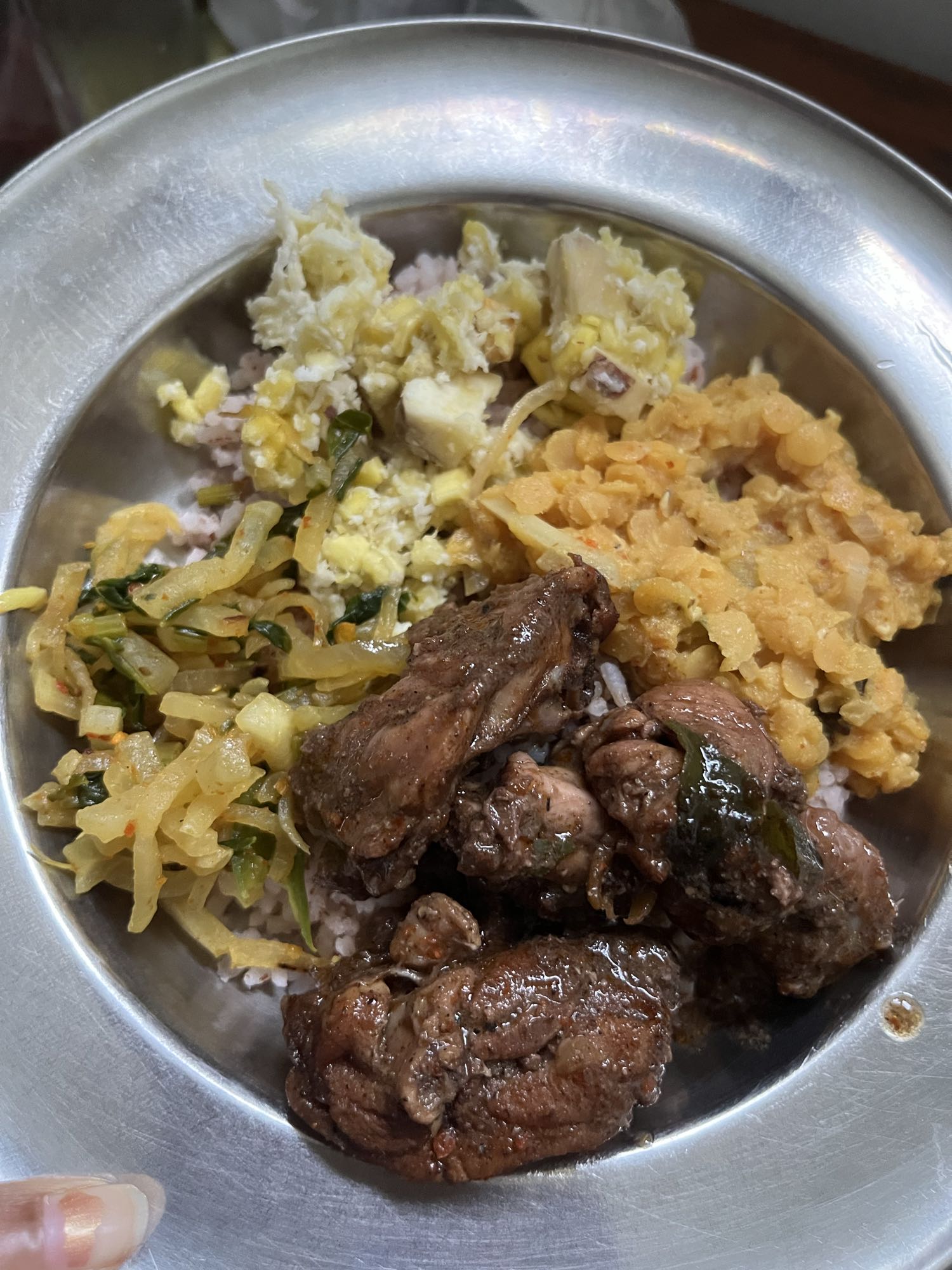 Chicken, lentils & rice plate