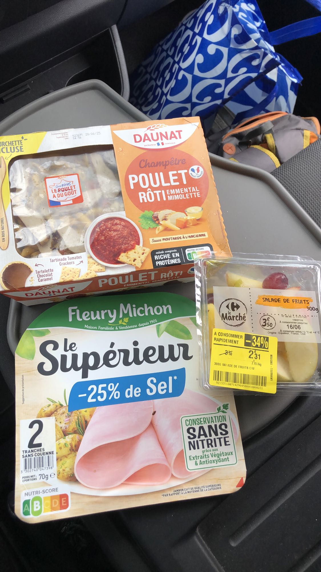 Déjeuner rapide voiture