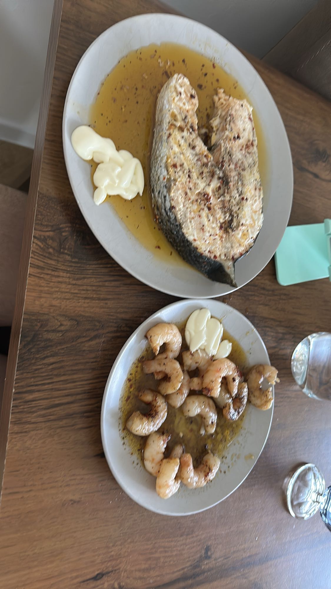 Salmon and shrimp with mayo