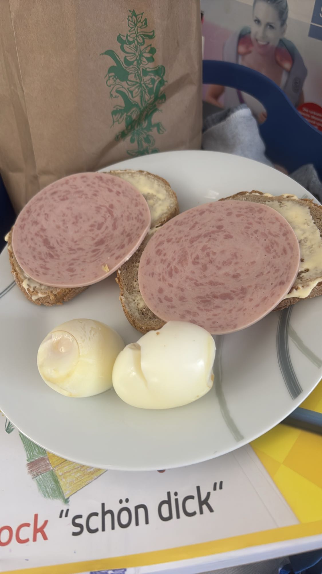 Brot mit Wurst und Ei