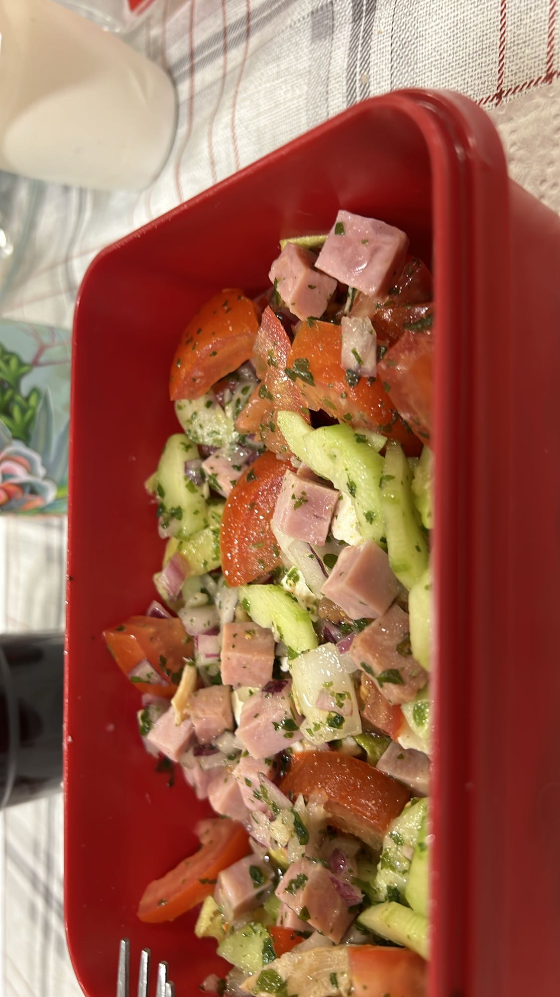 Salade jambon crudités