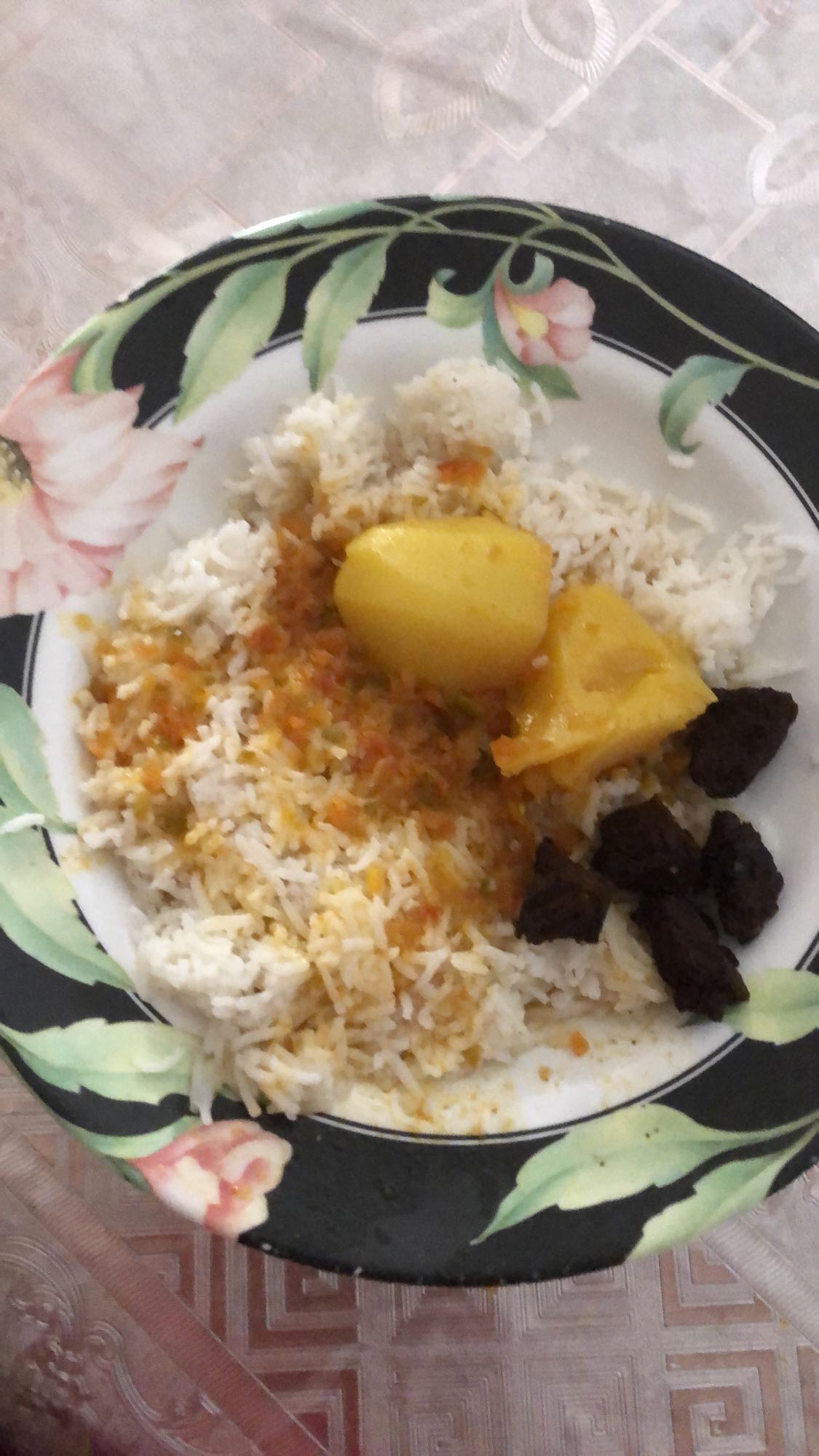 Rice with potato and beef