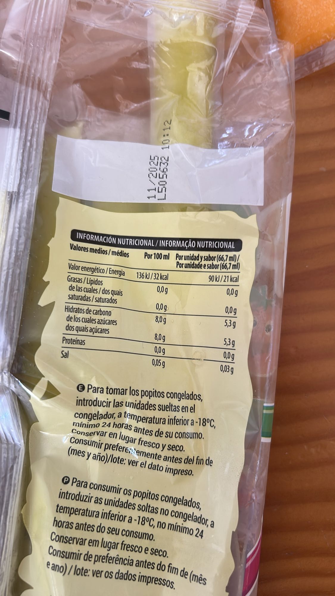 helado de hielo sabor fruta