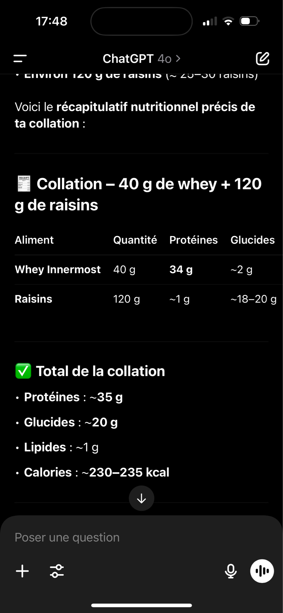 Whey et raisins