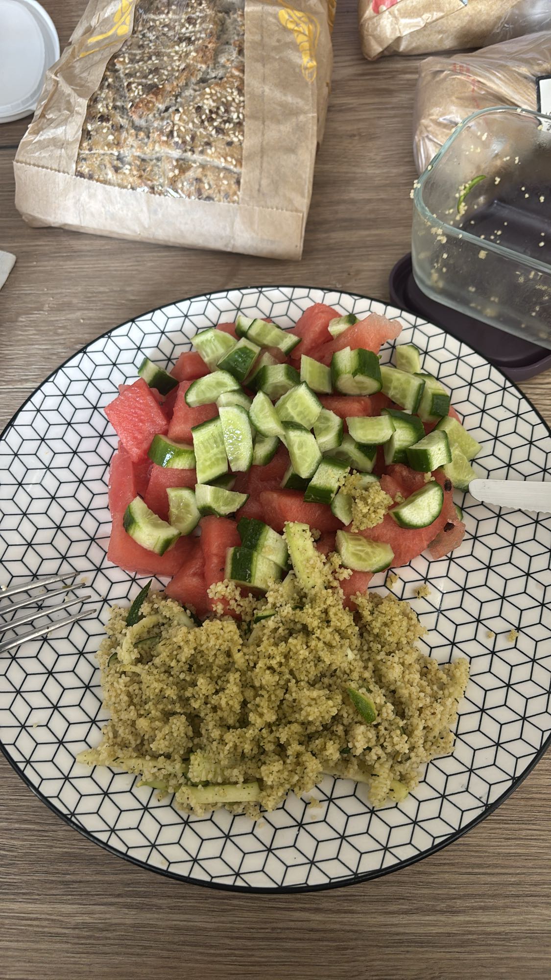 Salade pastèque concombre couscous