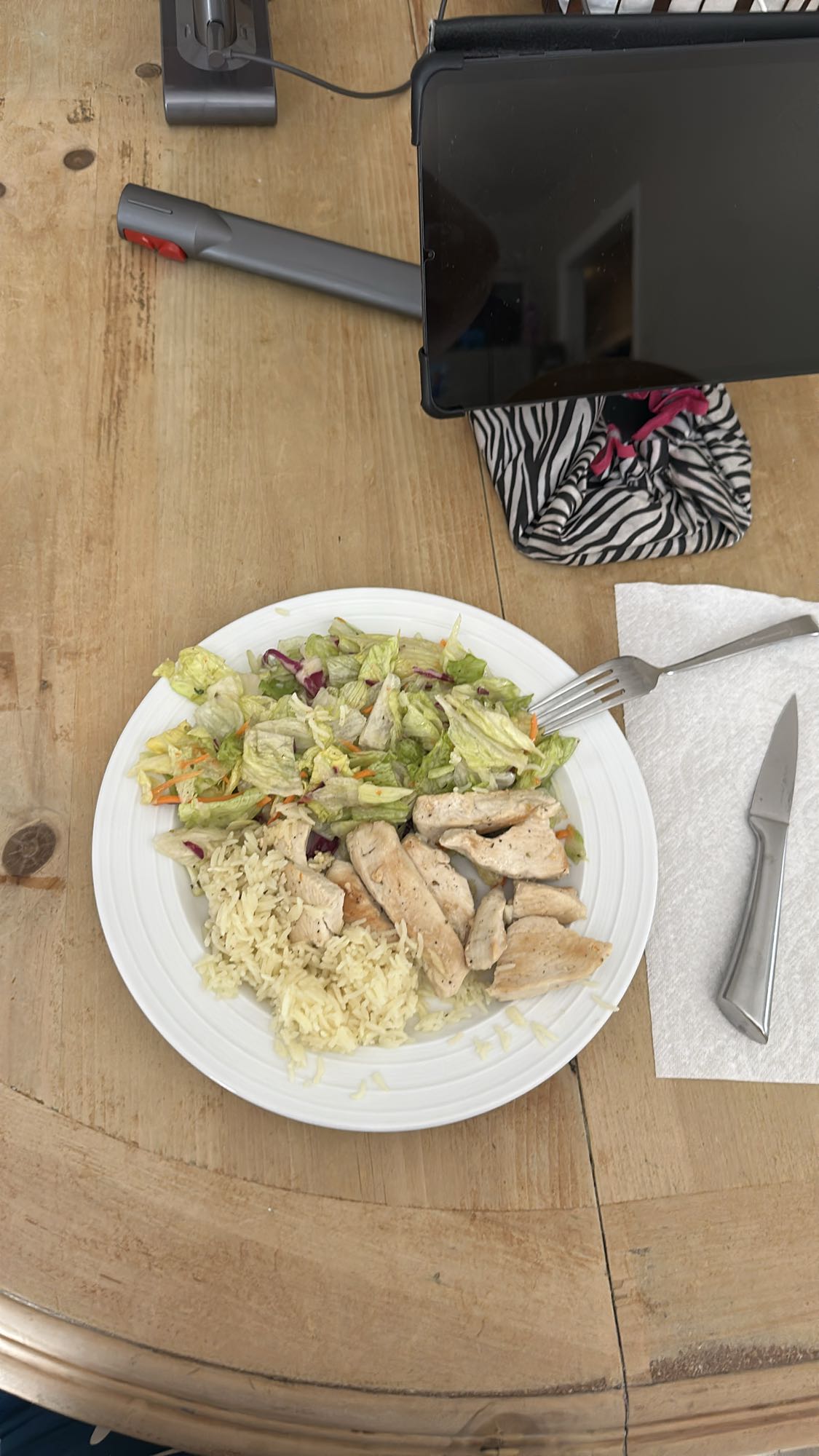 Poulet, riz et salade