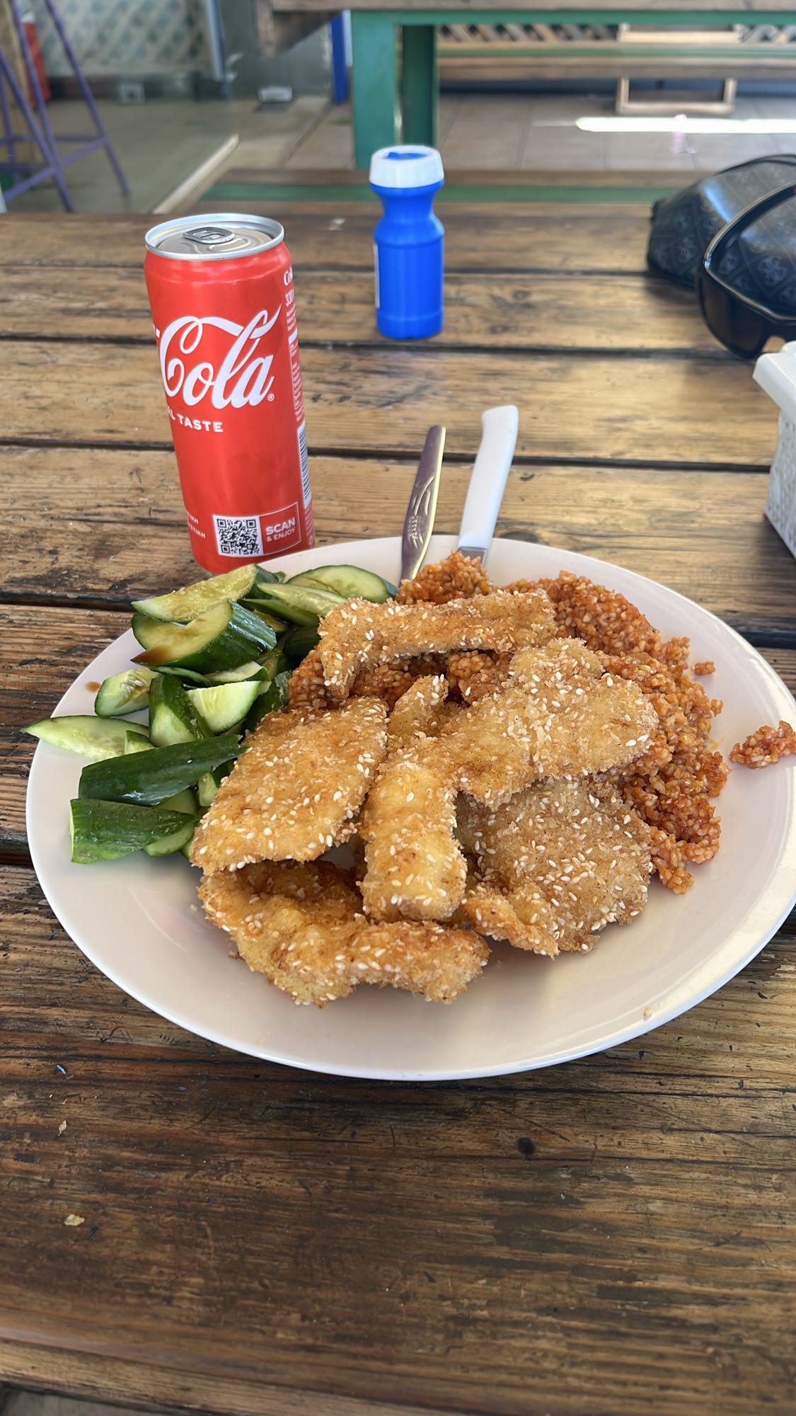 Crispy chicken with bulgur