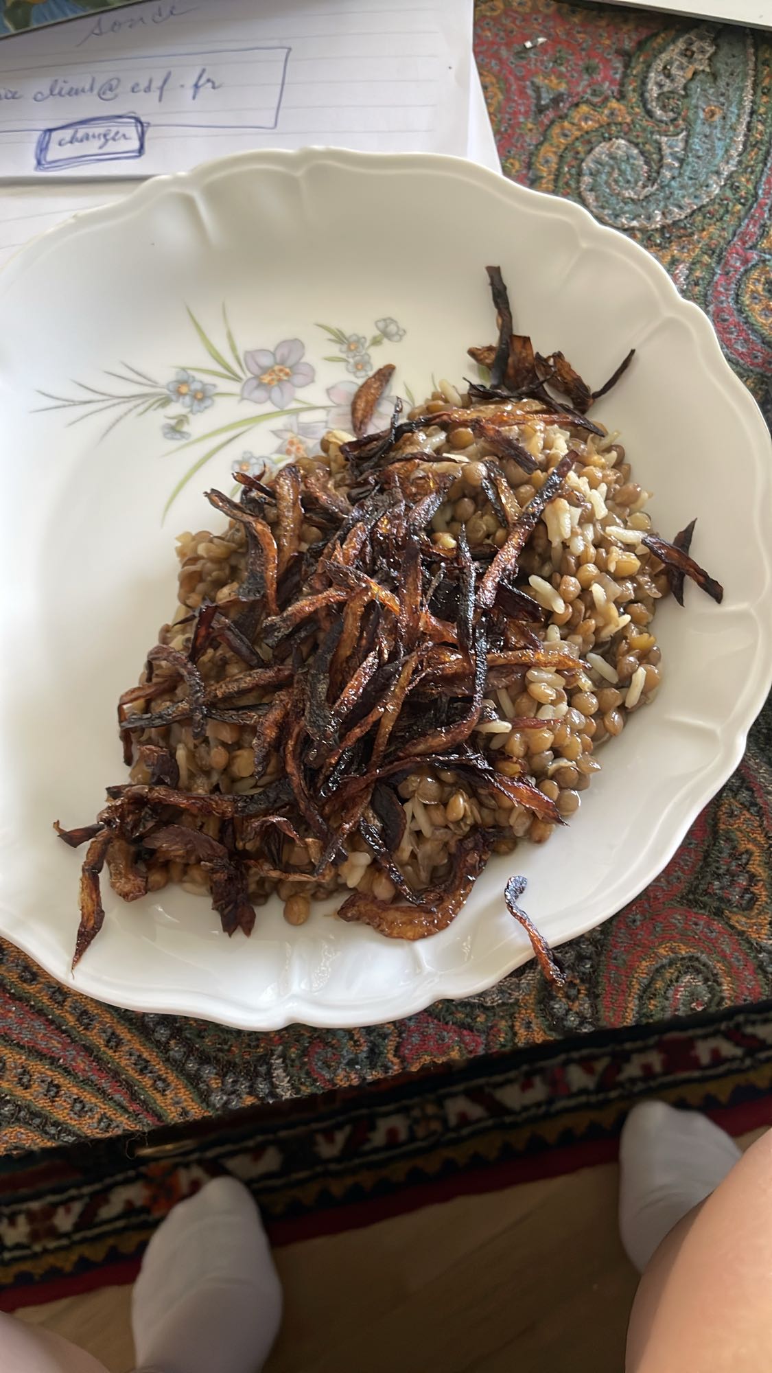 Lentil Rice with Fried Onions
