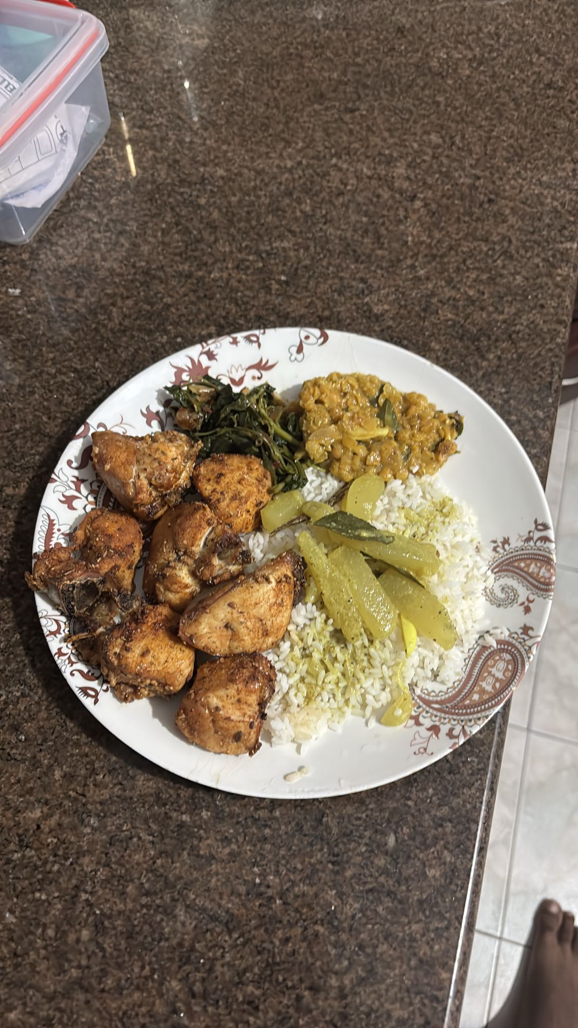 Chicken rice with sides