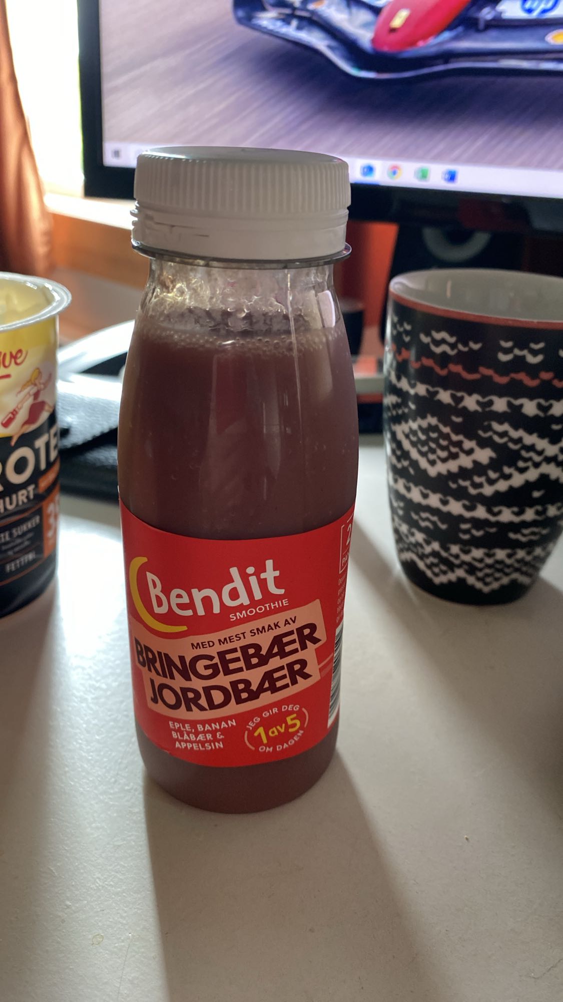 Bringebær jordbær smoothie