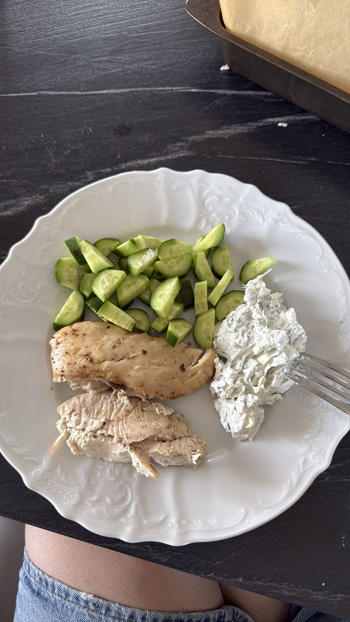 Chicken, cucumber, herbed dip