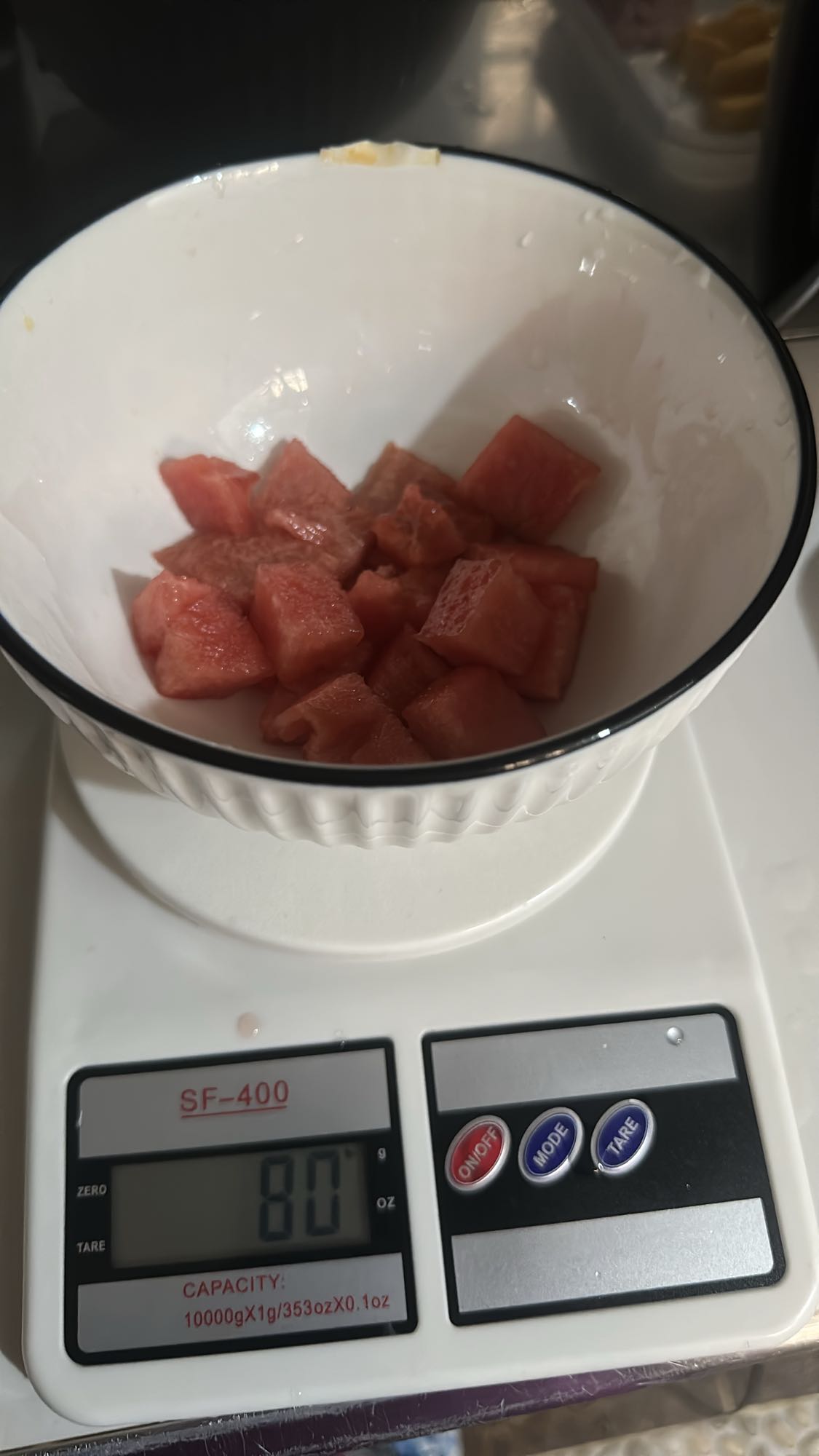 Watermelon cubes bowl
