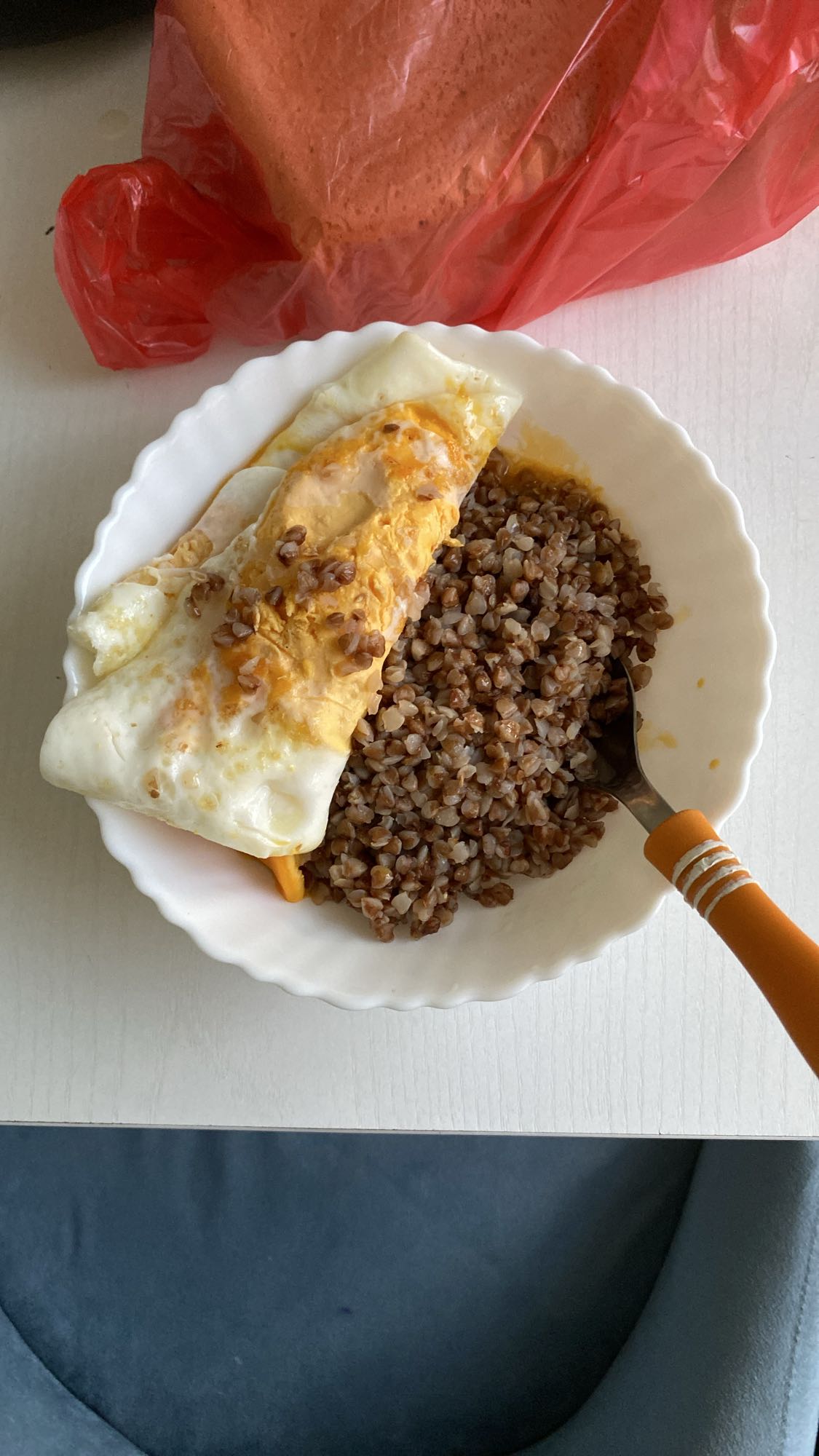 гречка с яйцом