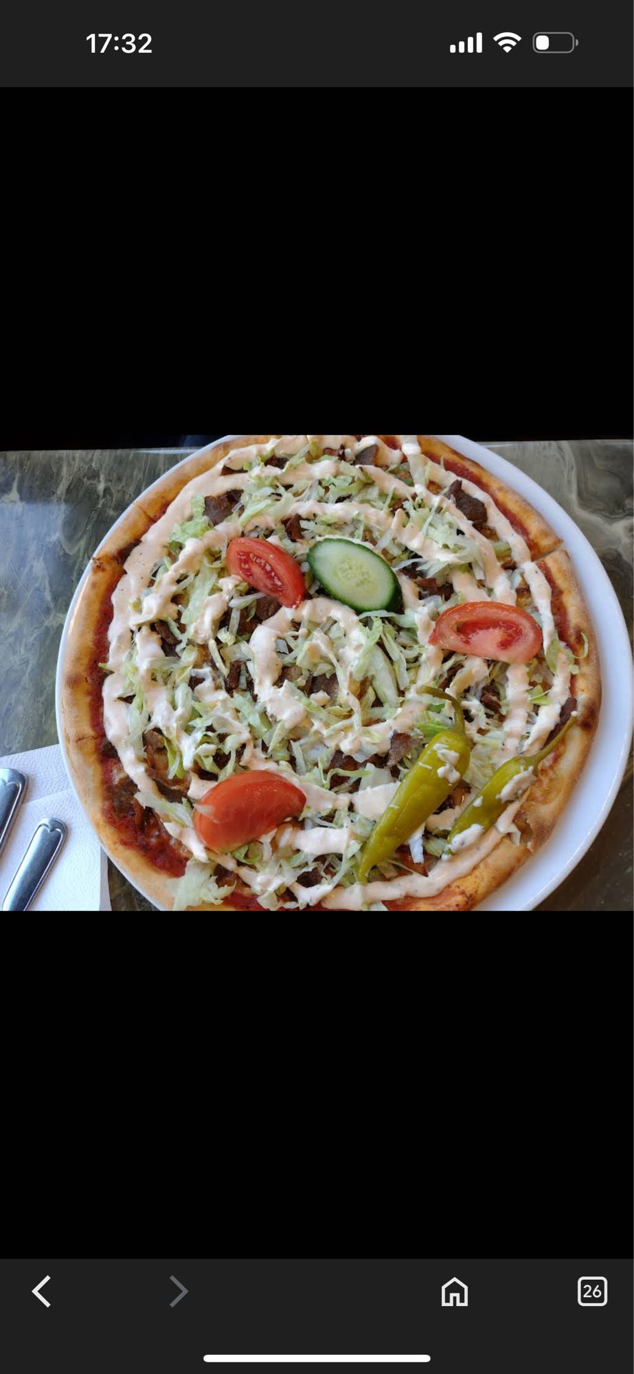 Kebabpizza med grönsaker