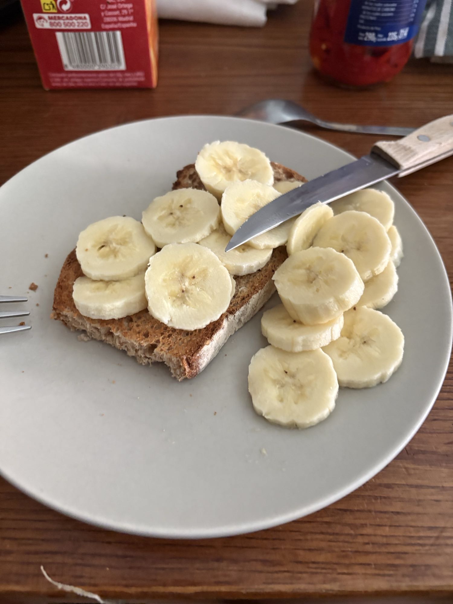 Tostada con plátano