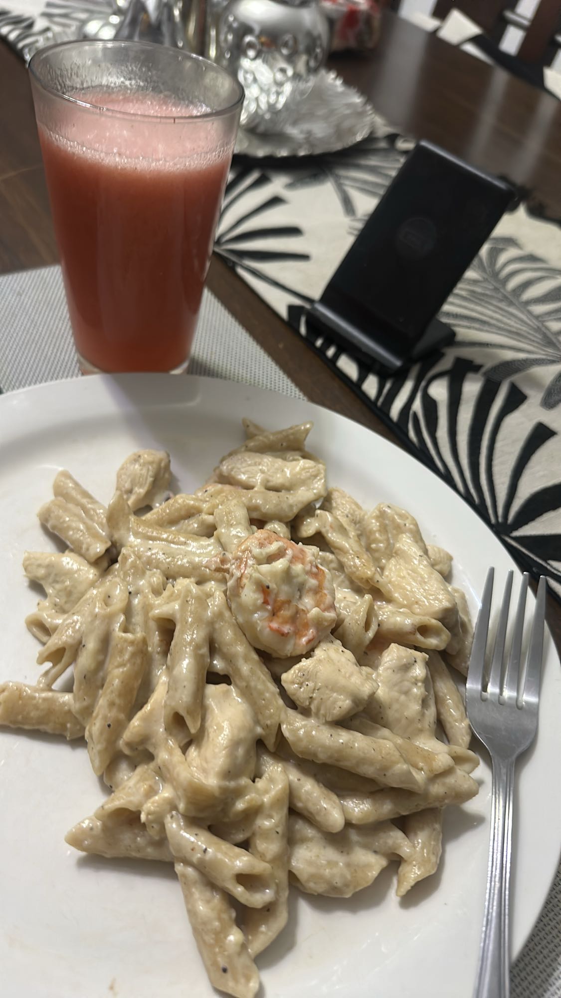 pasta cremosa con camarón