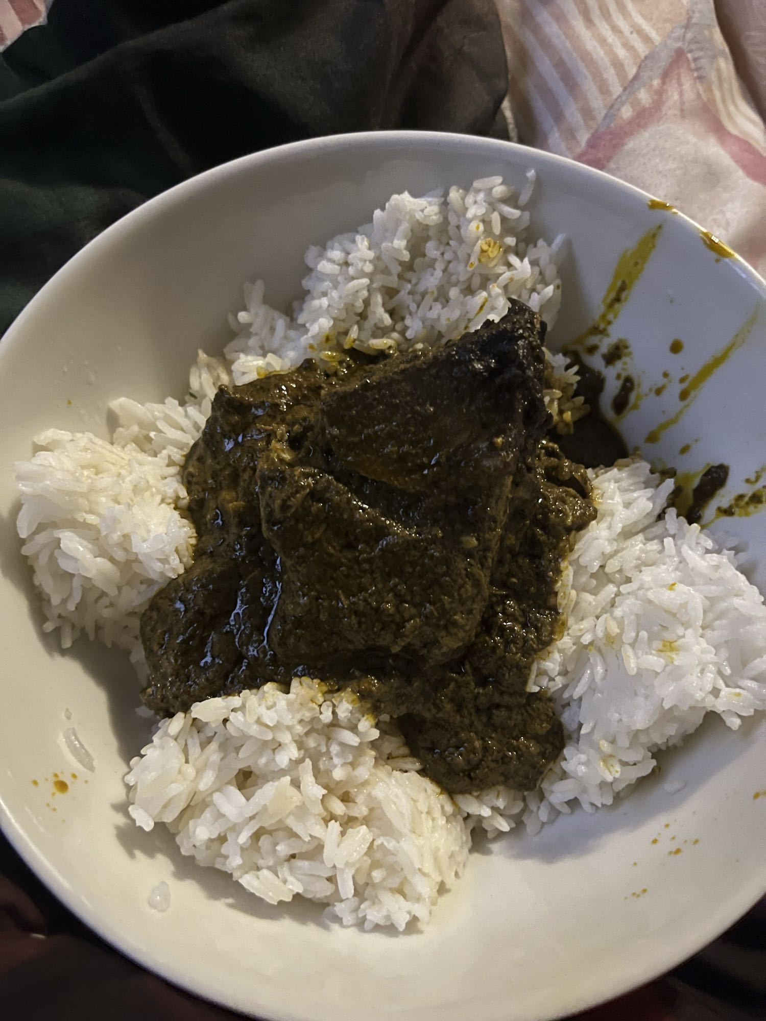 Riz avec sauce verte