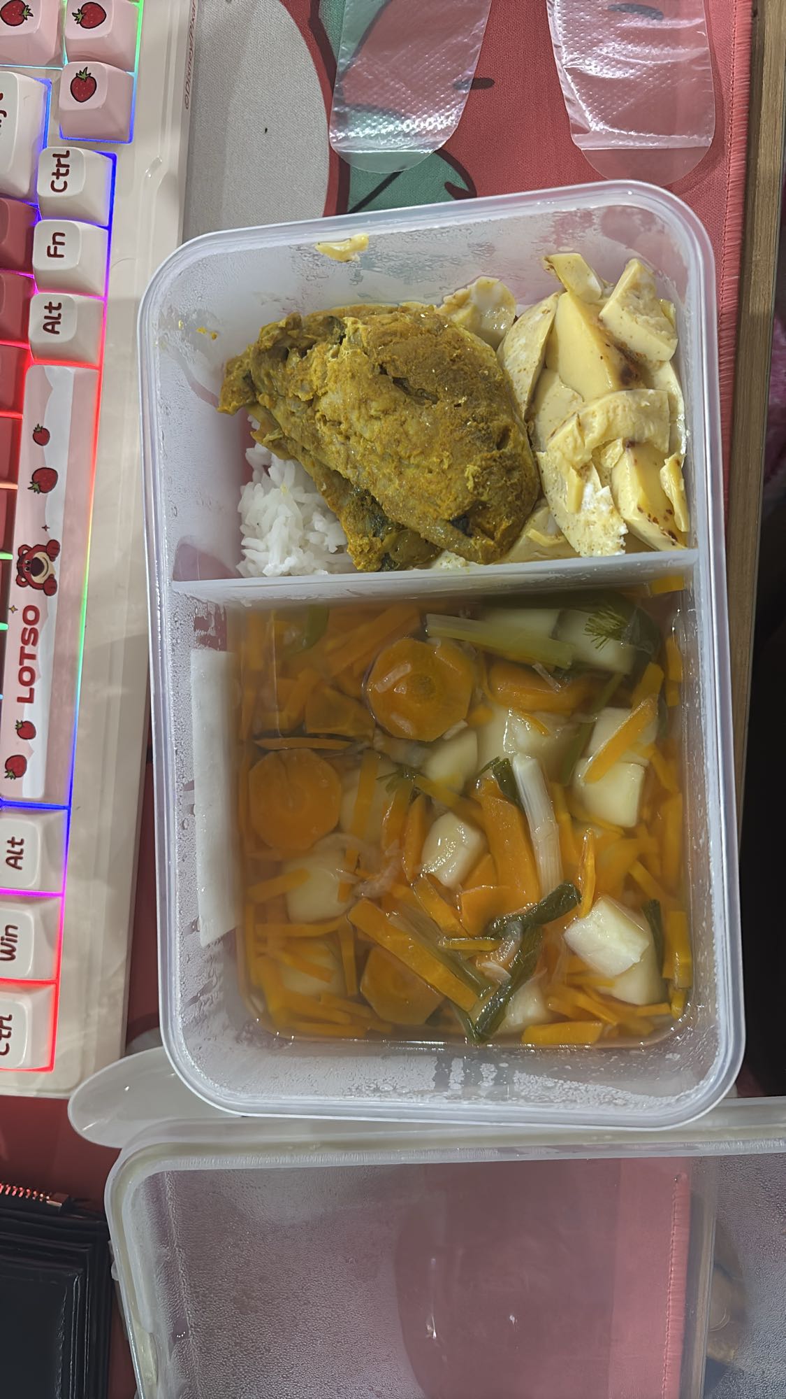 Nasi ayam dan sayur rebus