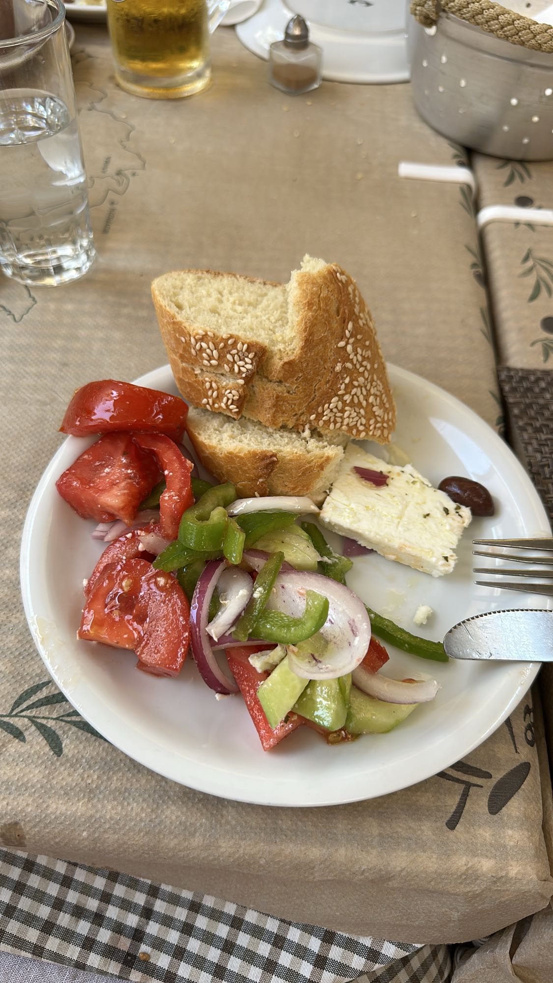 Greek salad with bread