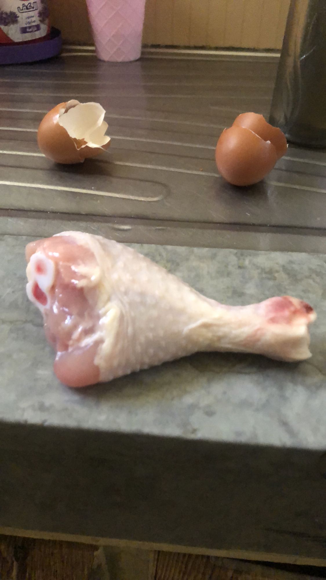 Chicken drumstick and egg
