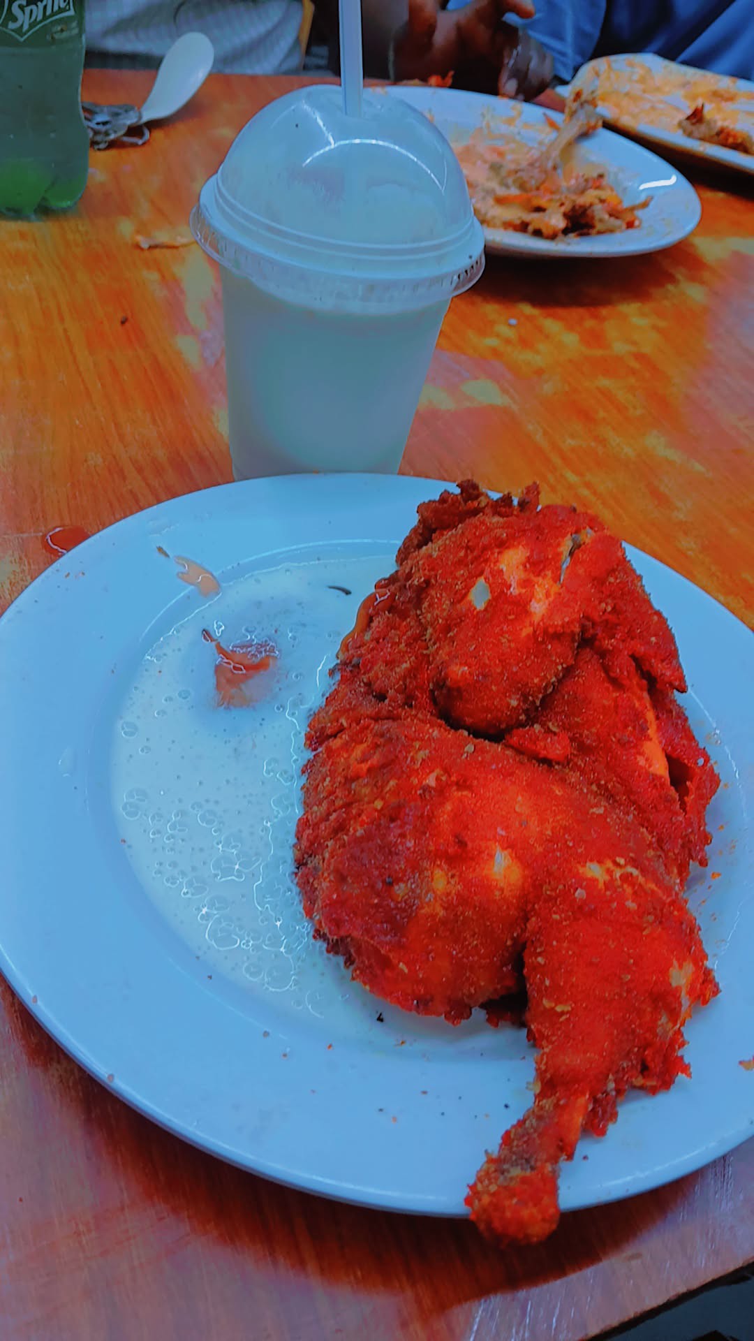 Fried chicken with lassi
