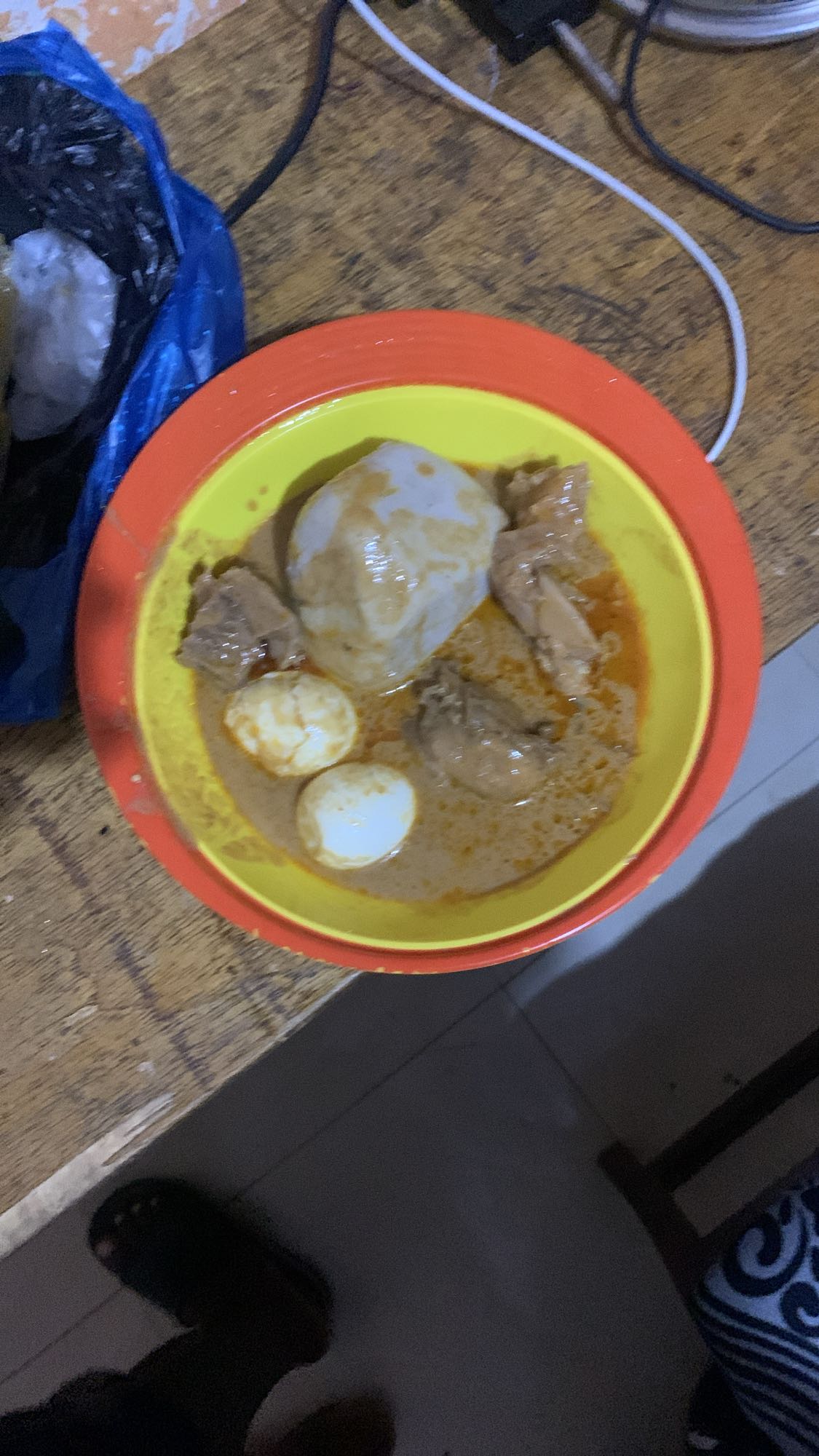 Fufu with egg and soup