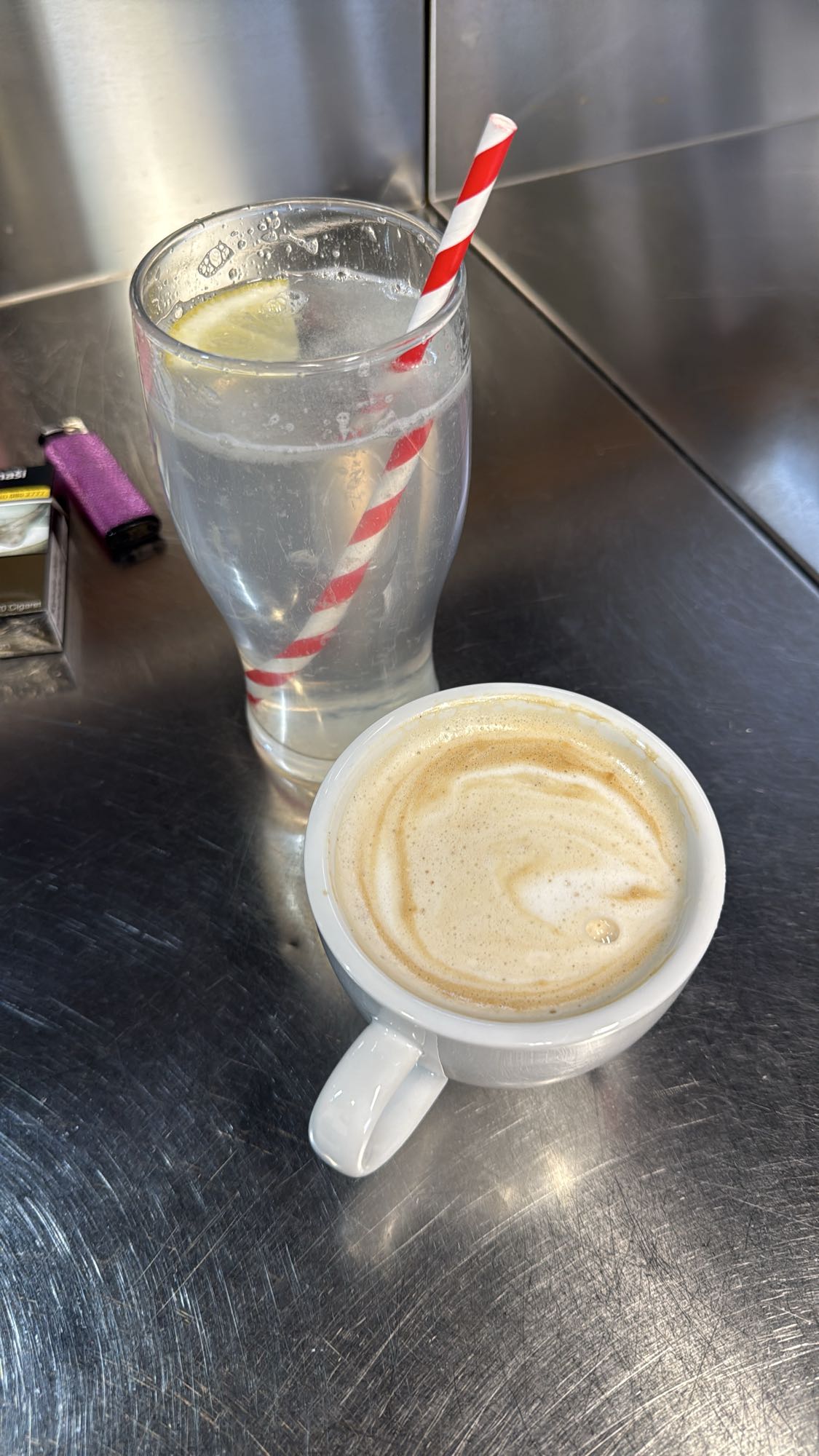 Coffee and lemon water