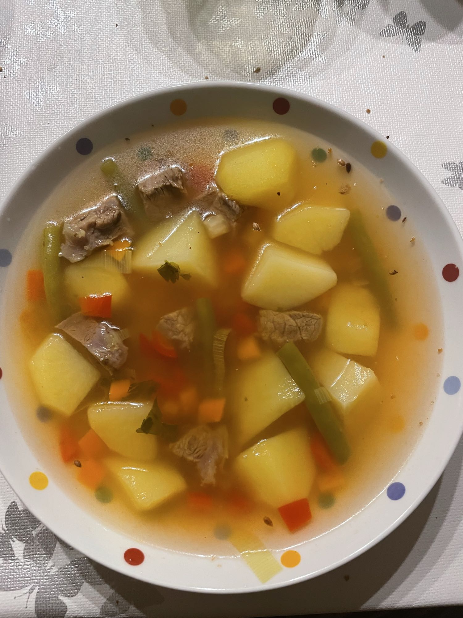 Kartoffel-Gemüsesuppe mit Rind