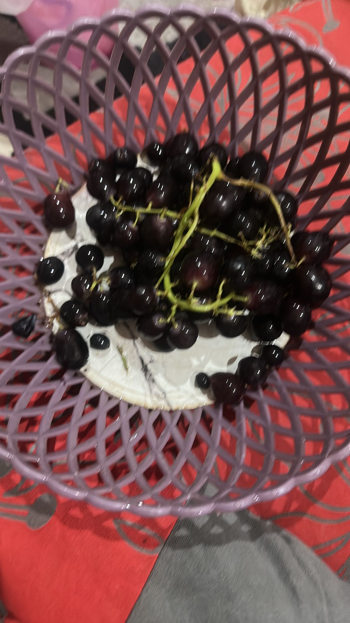 Black grapes bowl