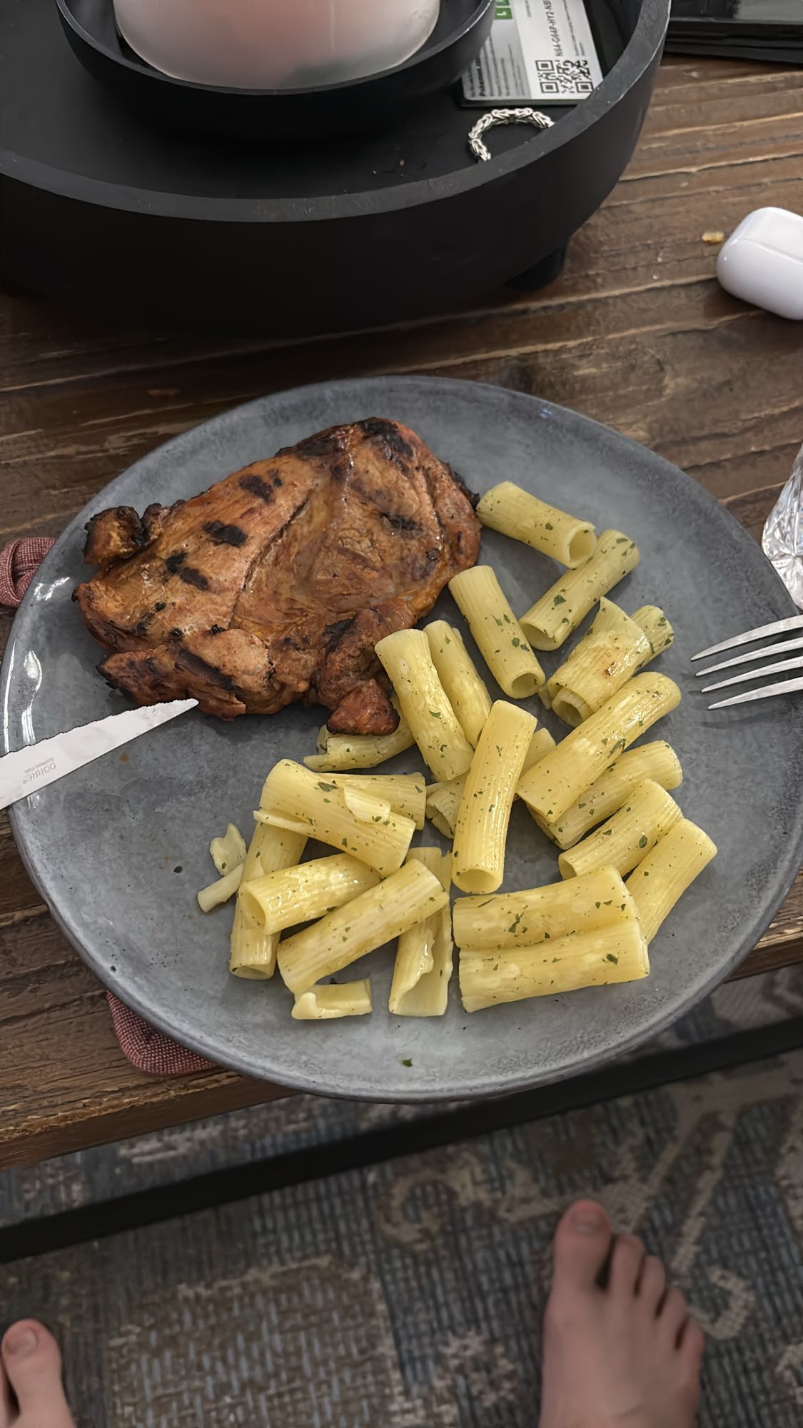 Grillad biff med pasta