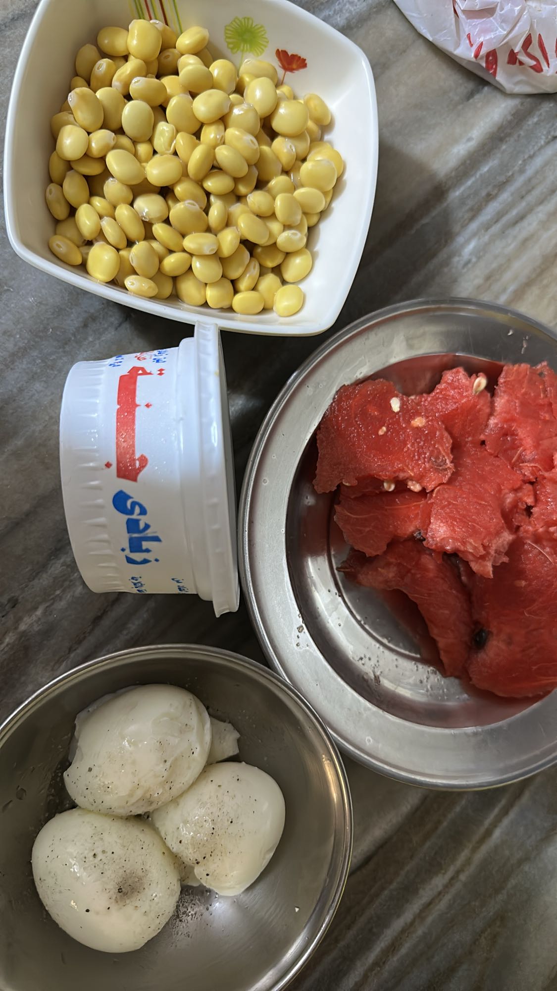 Eggs, yogurt, lupins & fruit