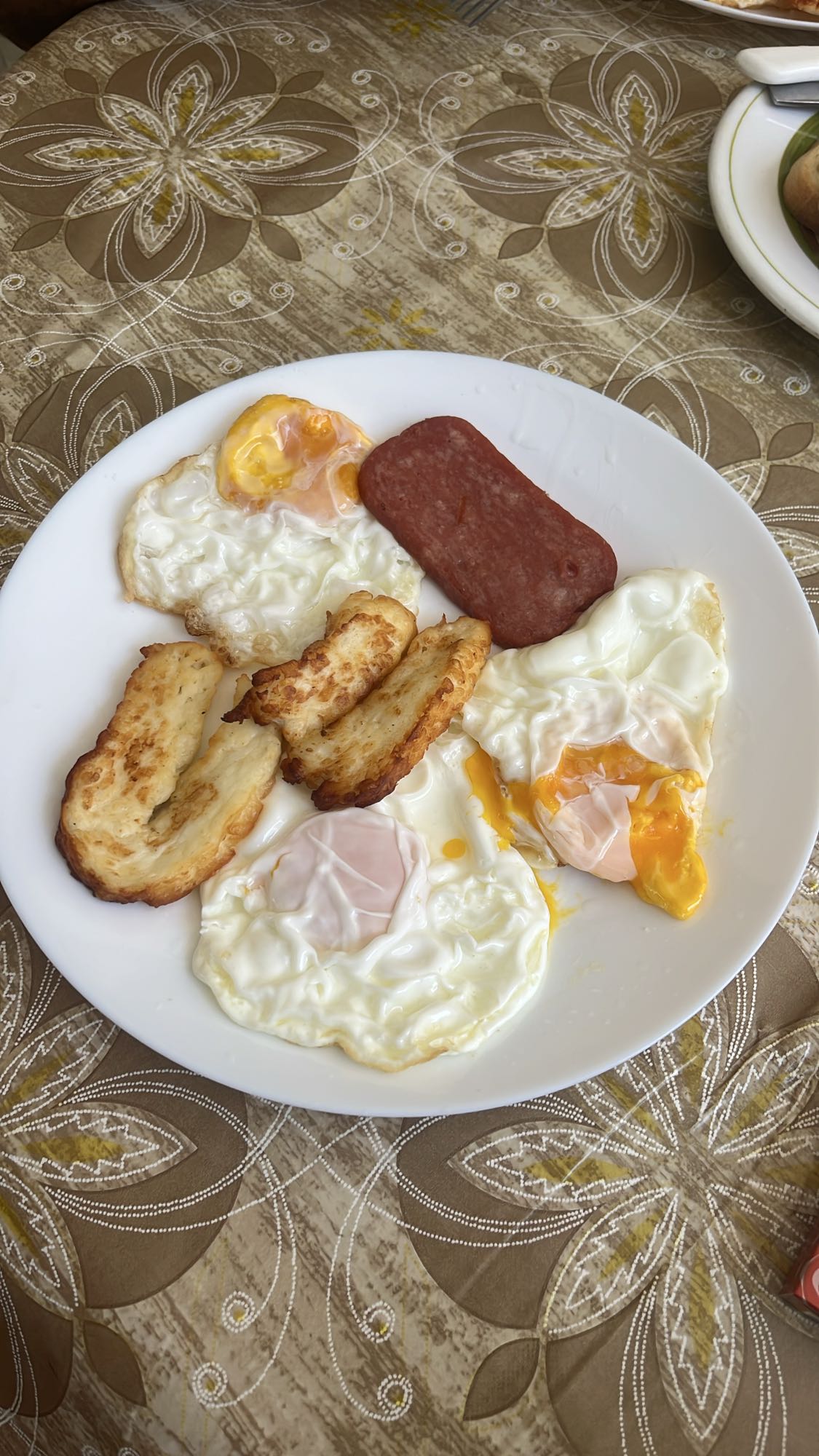 Fried eggs with cheese & meat