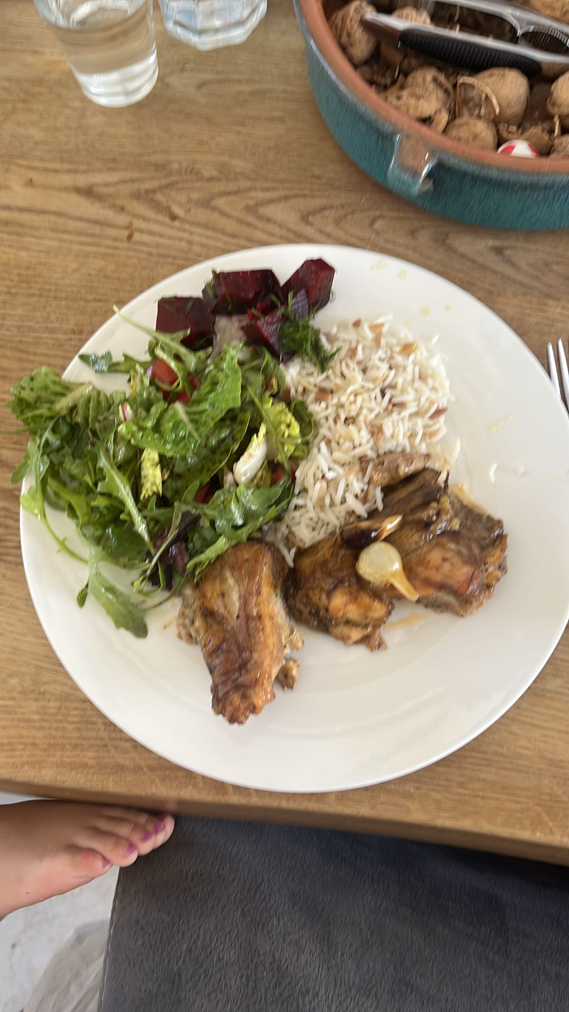 Kip met rijst en salade