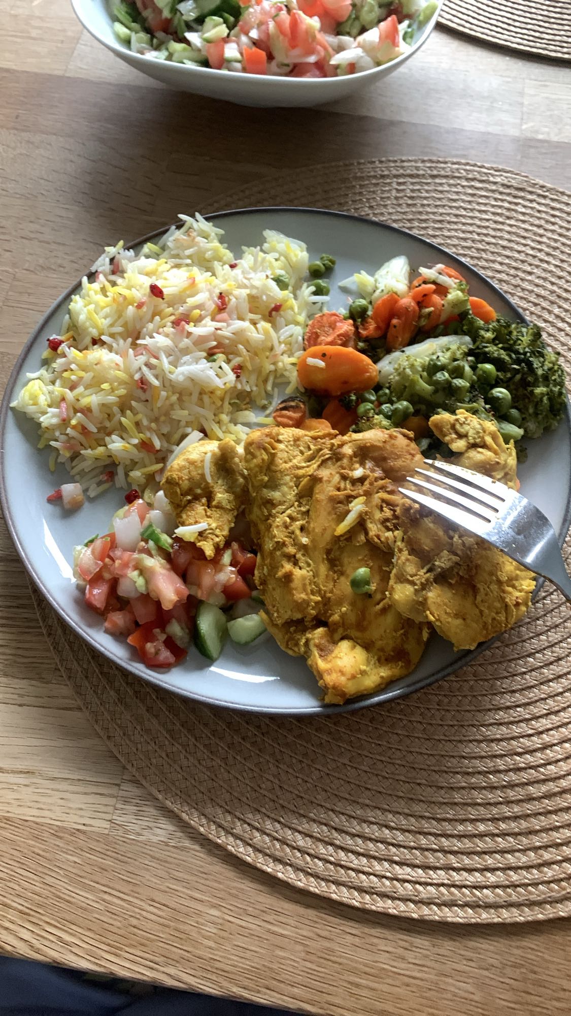 Kyckling med ris och grönsaker