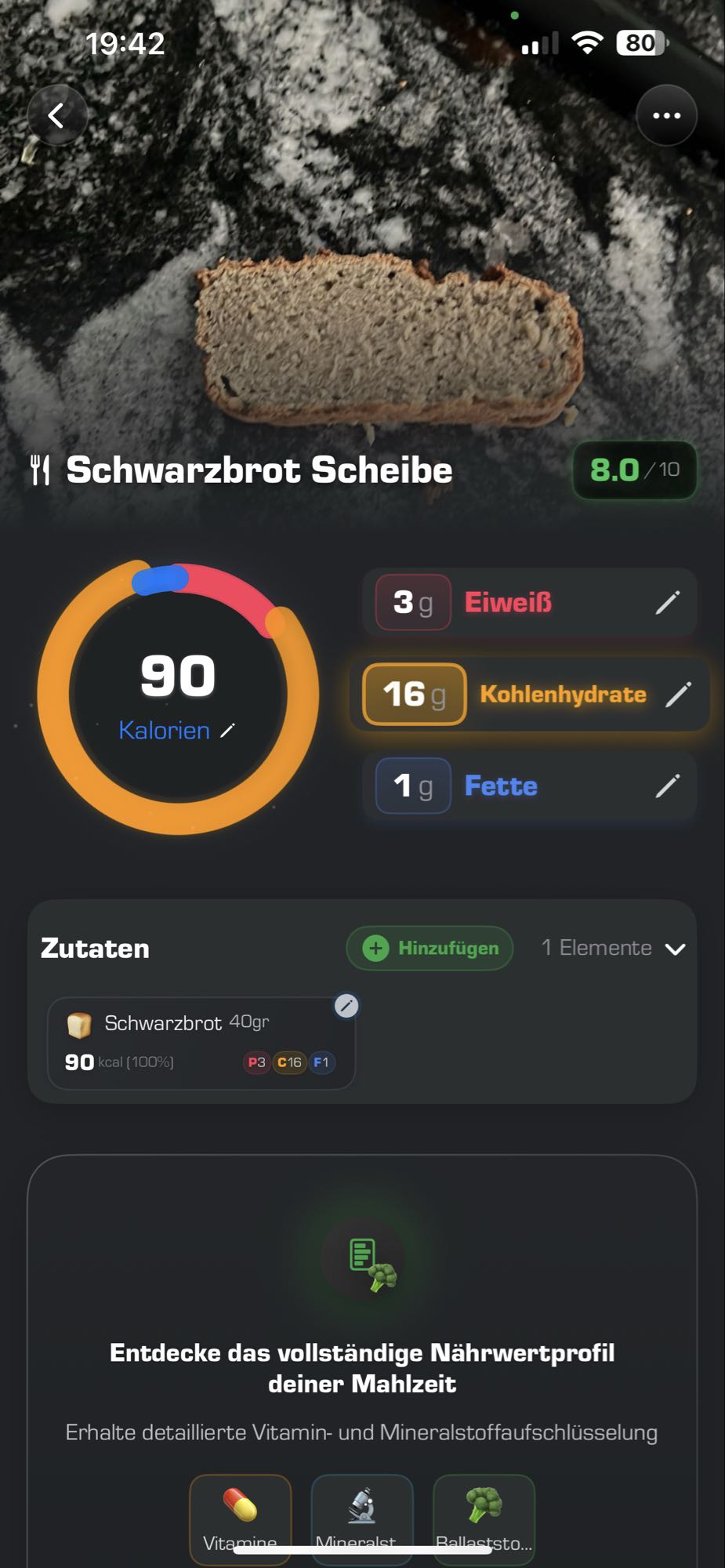 Schwarzbrot Scheibe