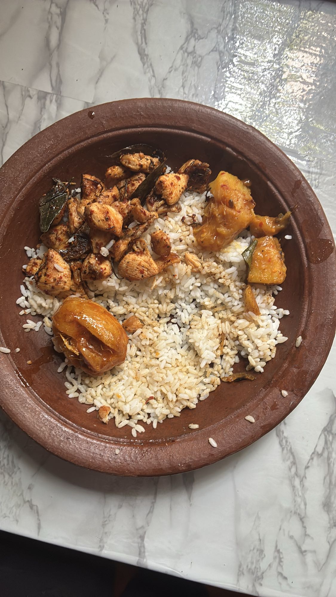 Chicken rice with curry