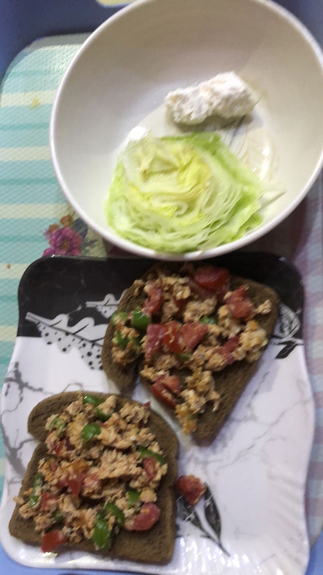 Egg veggie toast & salad