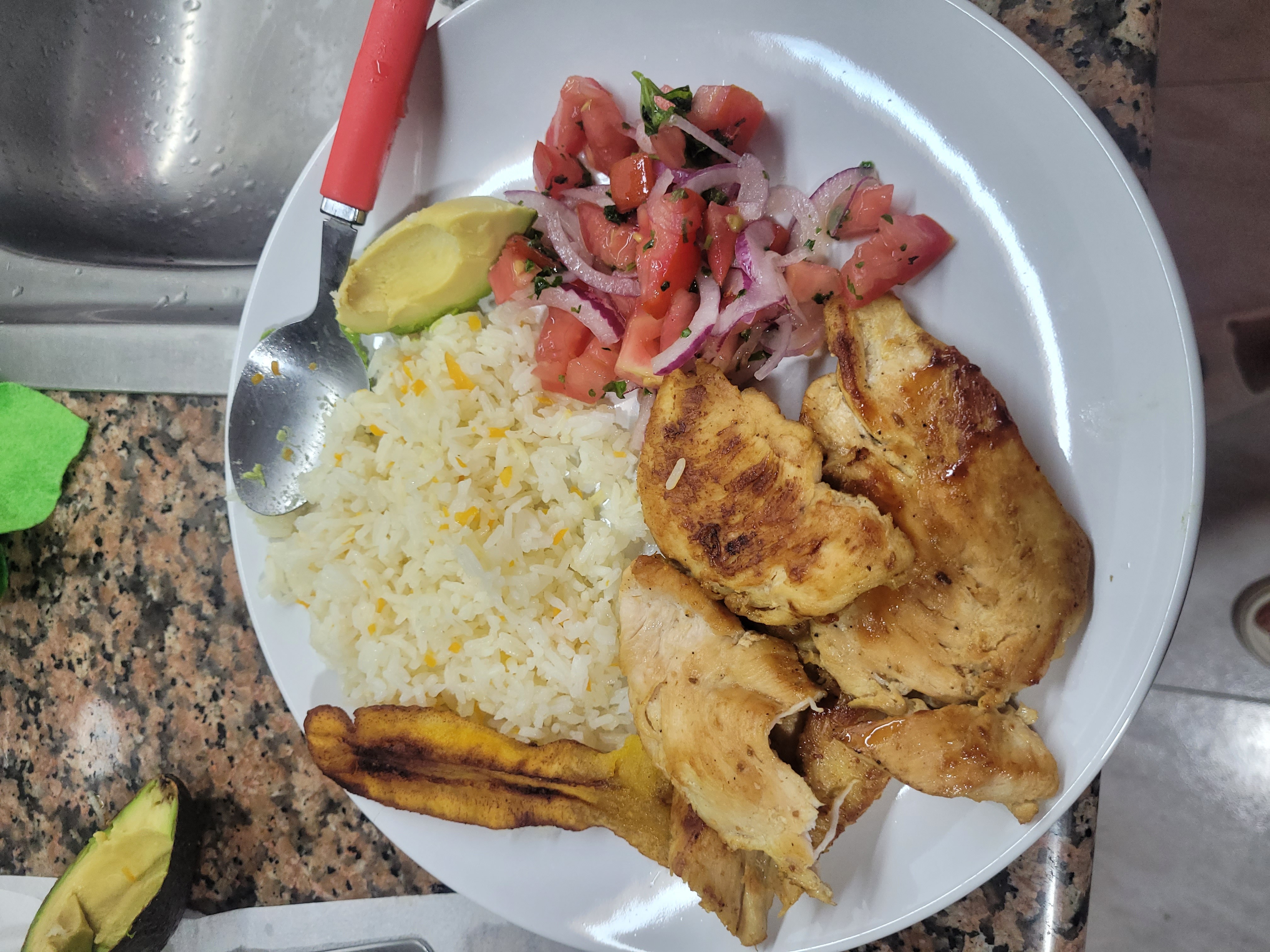 Pollo con arroz y ensalada