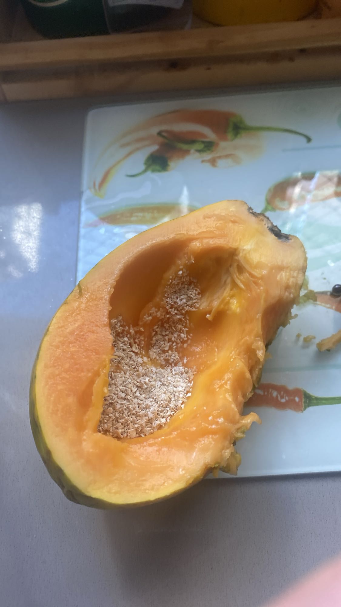 Mamão com farelo de aveia