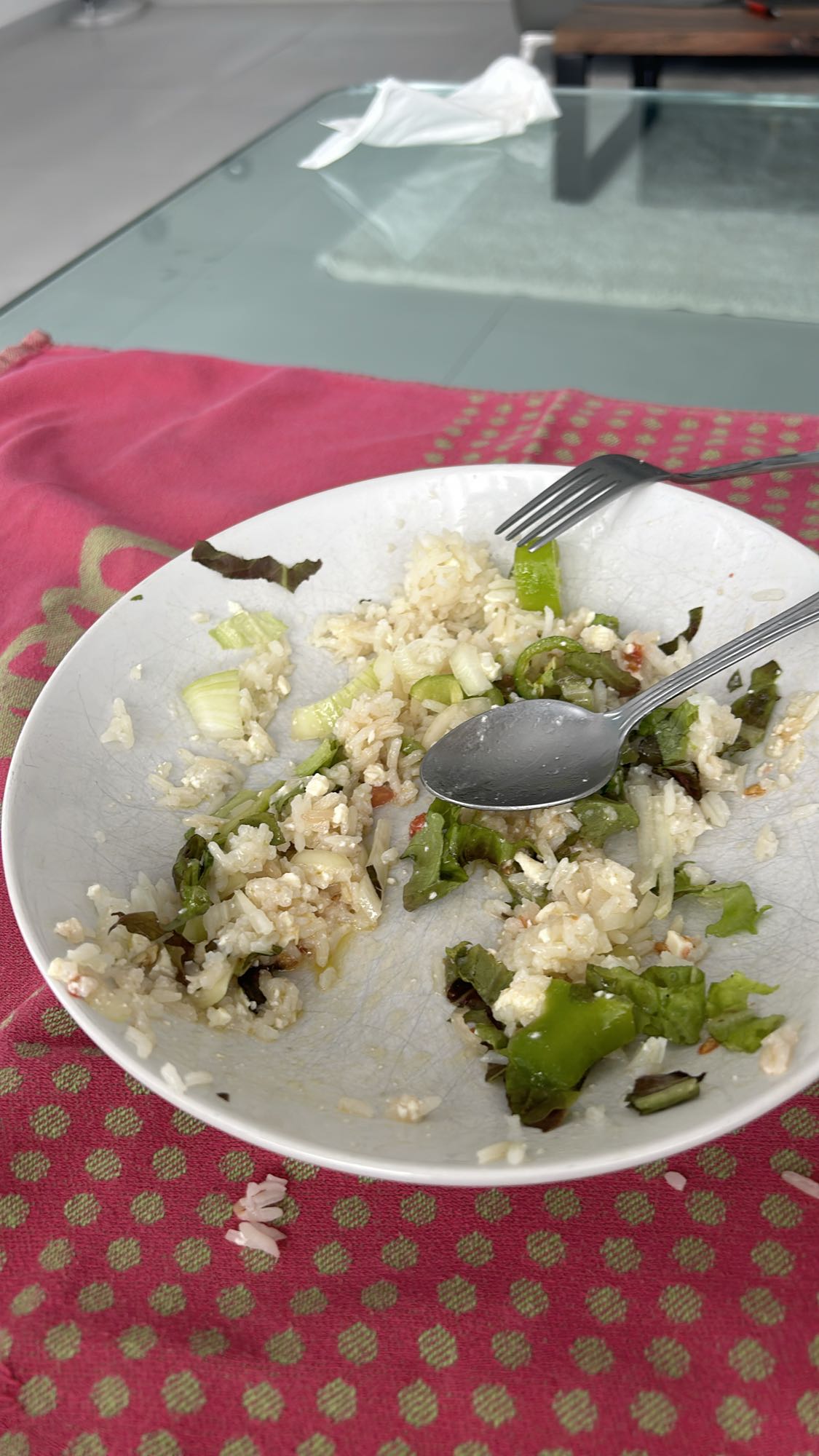 Rijst met salade restjes