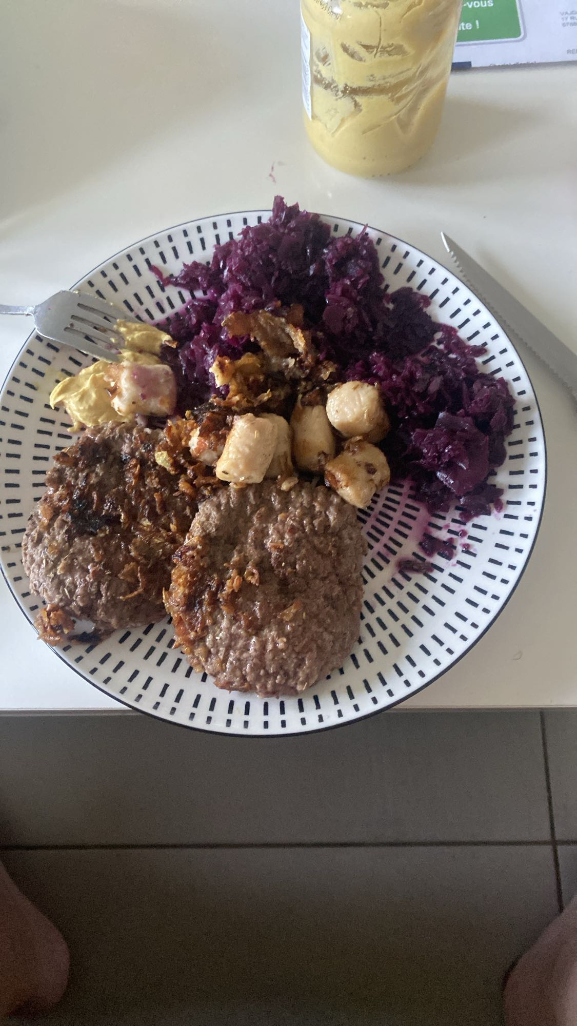 Assiette viande et chou