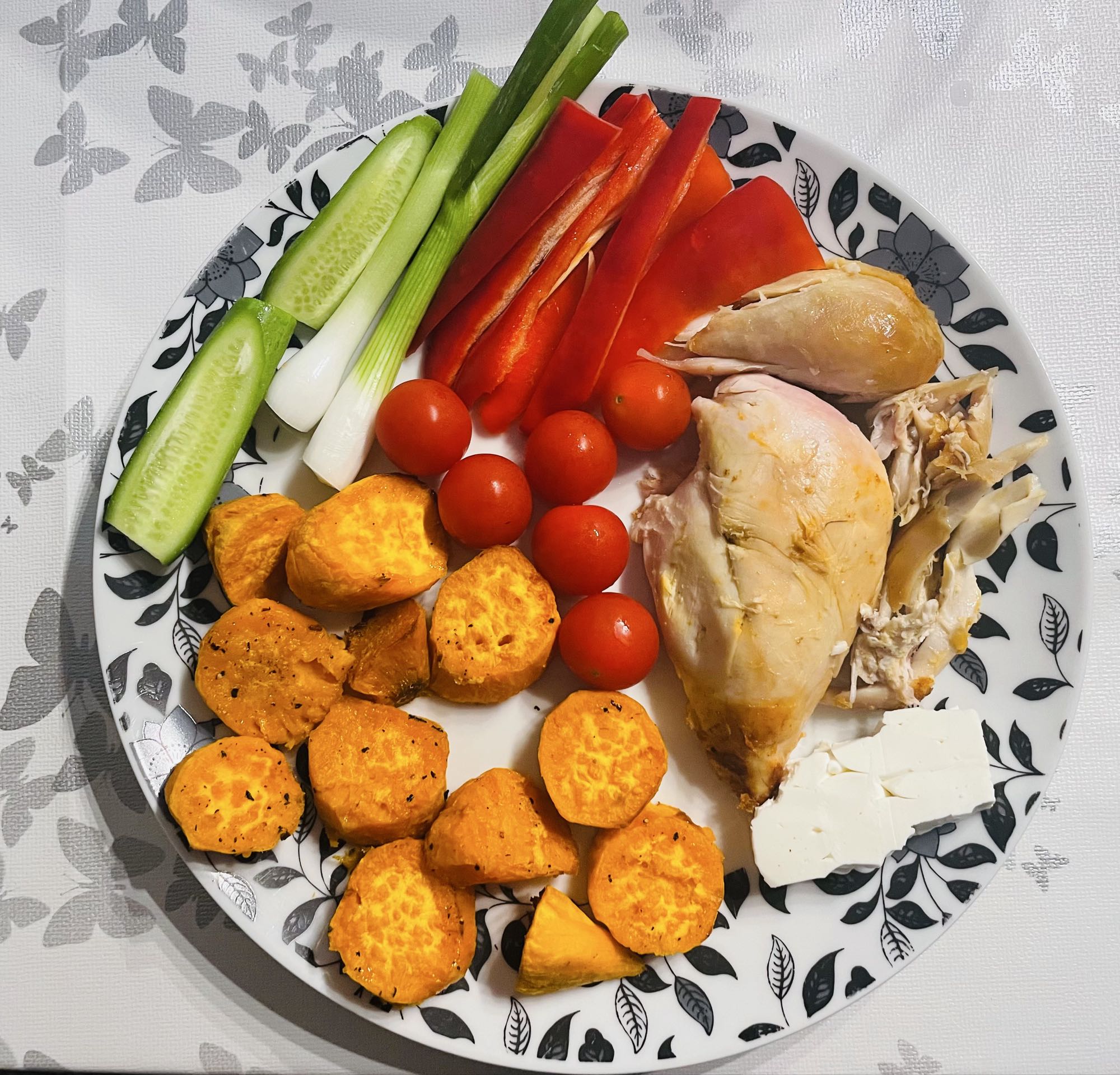 Hähnchen mit Süßkartoffel und Gemüse